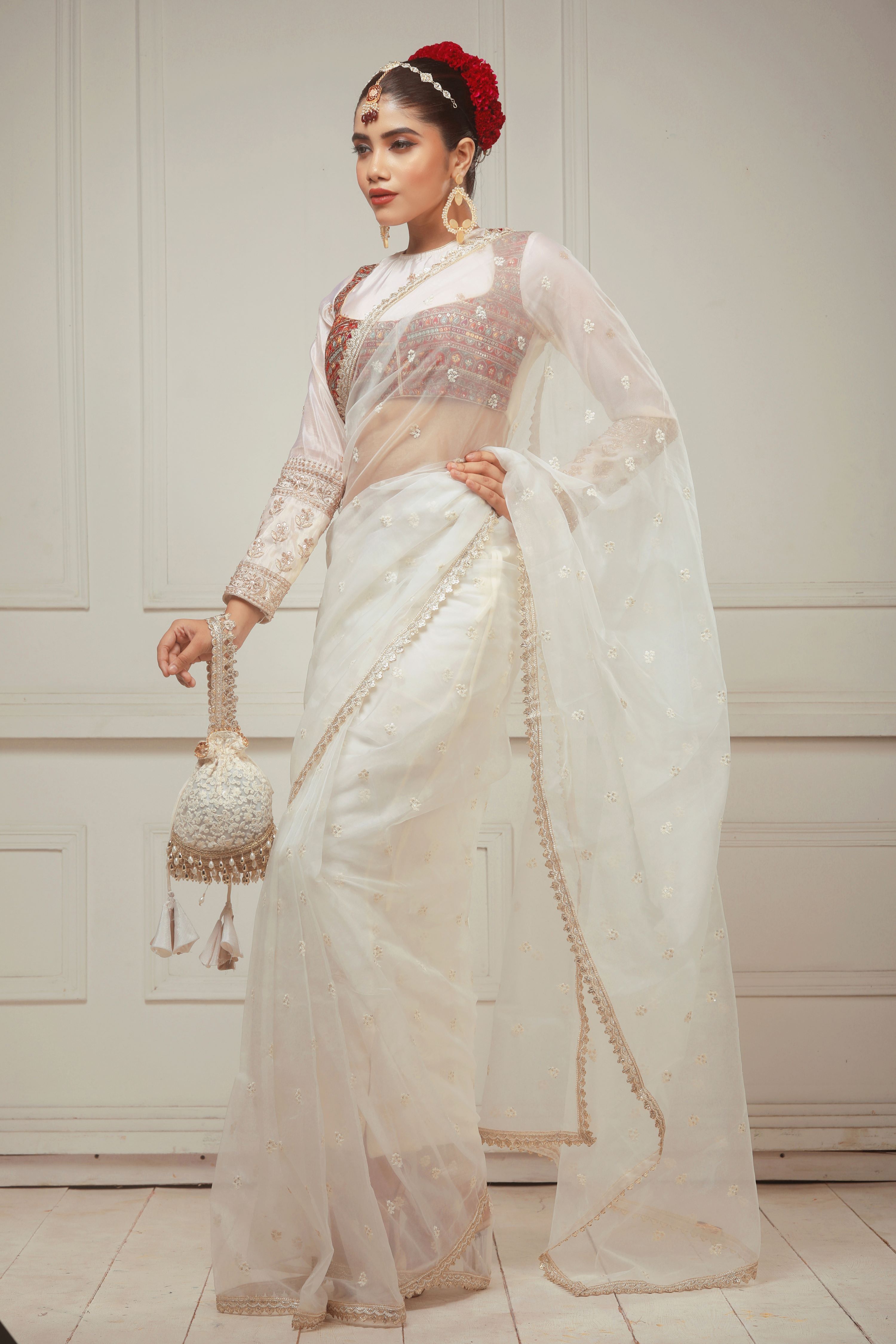 VANILLA SKY SAREE WITH VANILLA MUSE CLASSIC BLOUSE