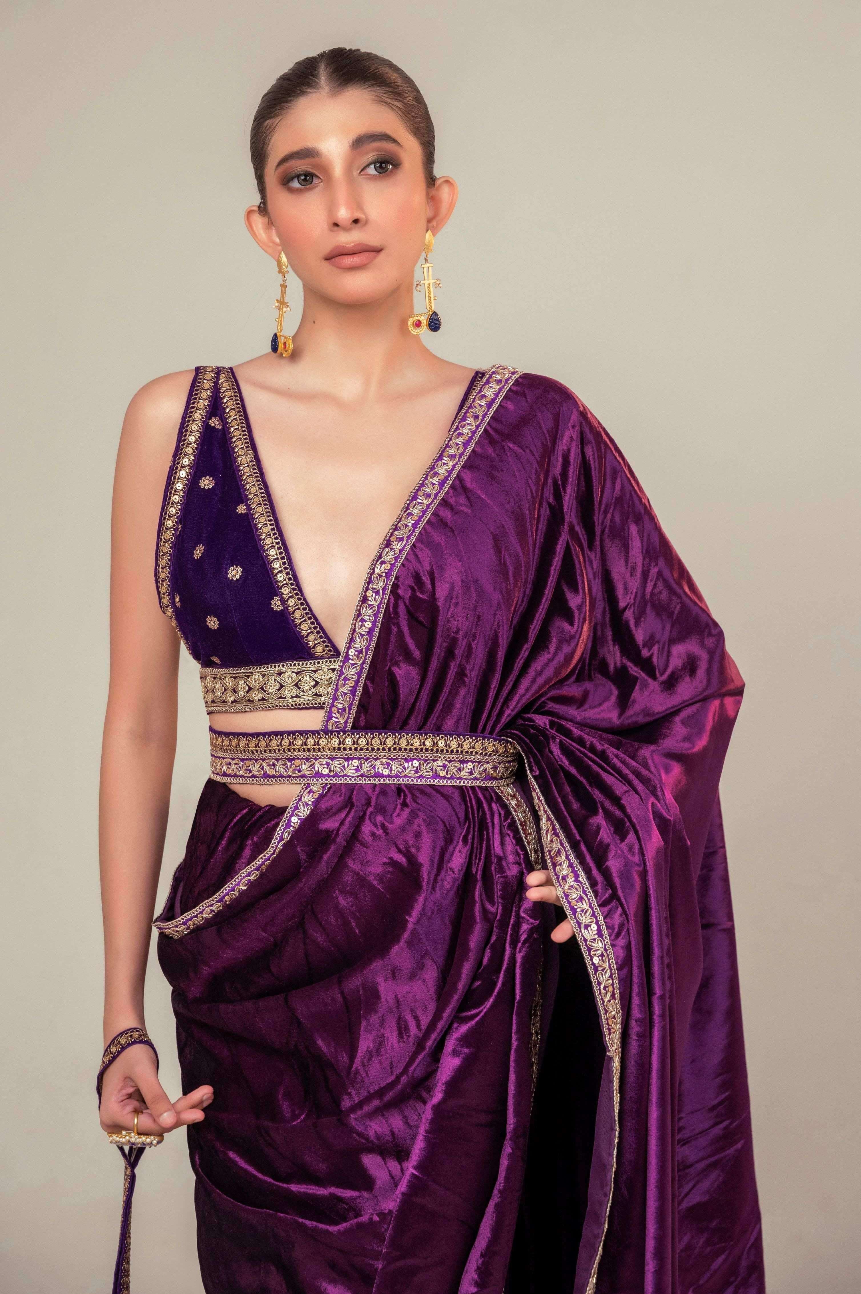 POP PALETTE SAREE WITH BERRY BLINK BLOUSE.