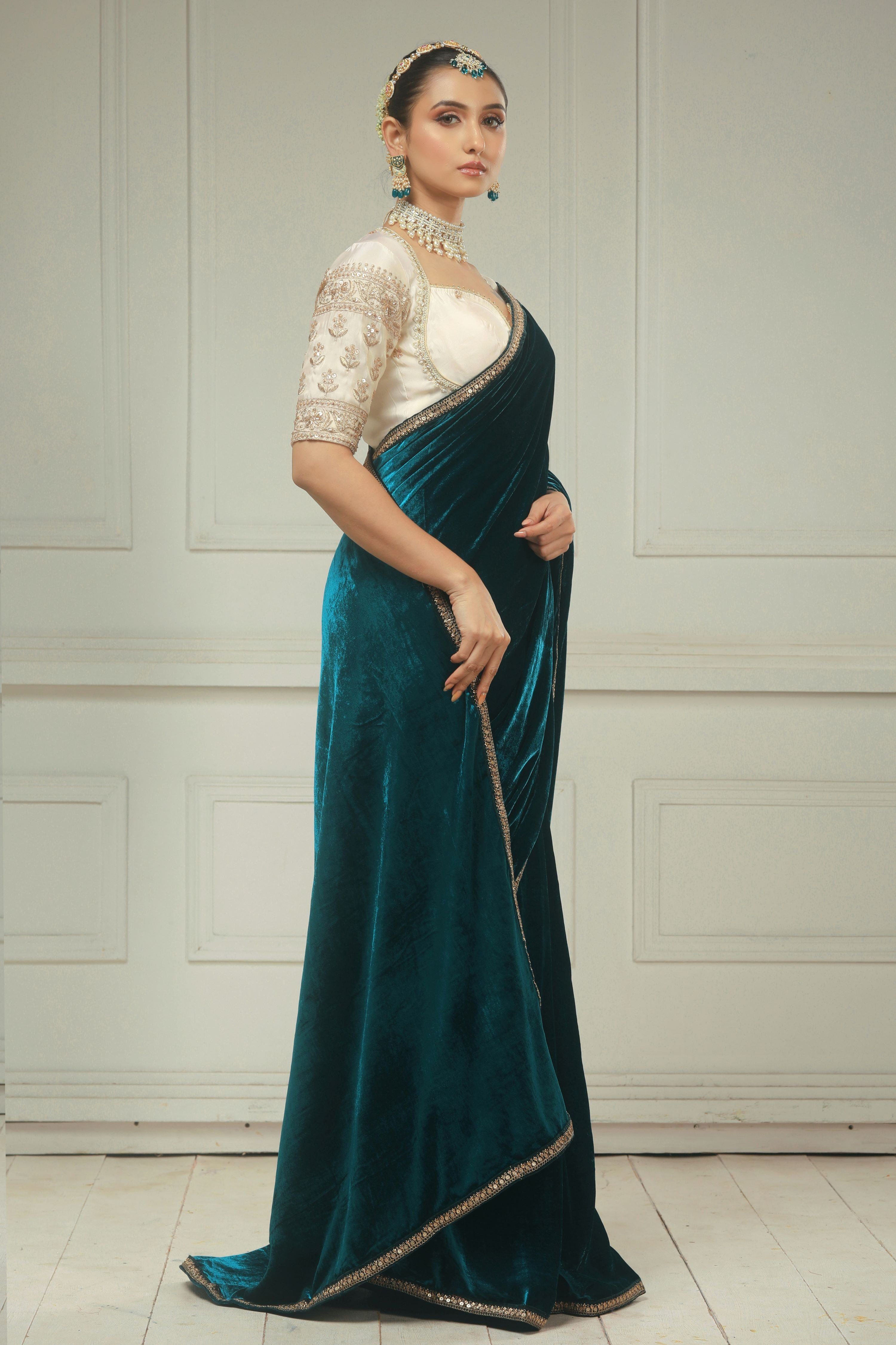 DESIREE DRAPE SAREE WITH VANILLA MUSE BLOUSE