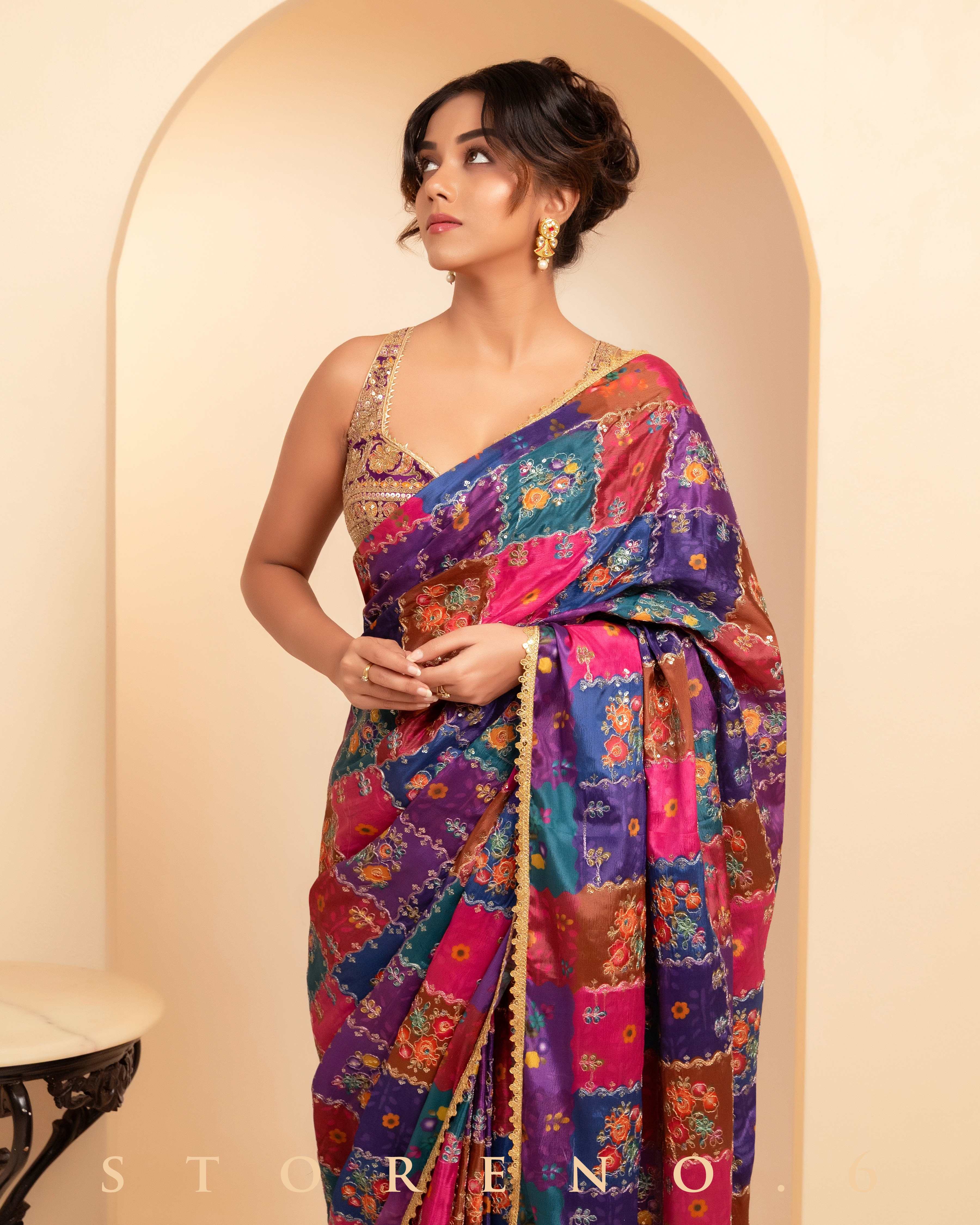RAISIN RHAPSODY REVIBE SAREE WITH PLUM PARADISE CHIC BLOUSE