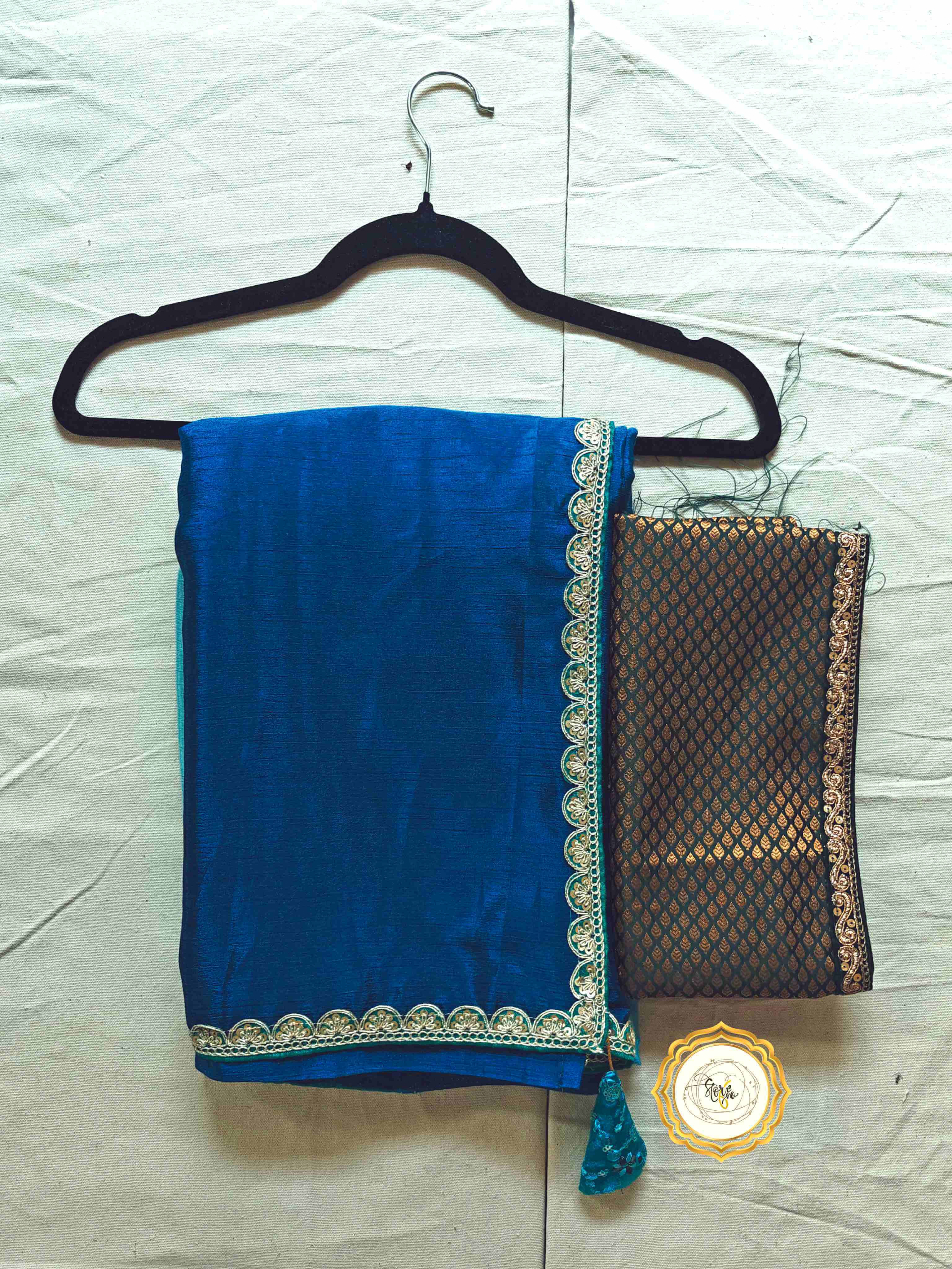 OMBRE BLUE SAREE WITH UNSTITCHED BLOUSE