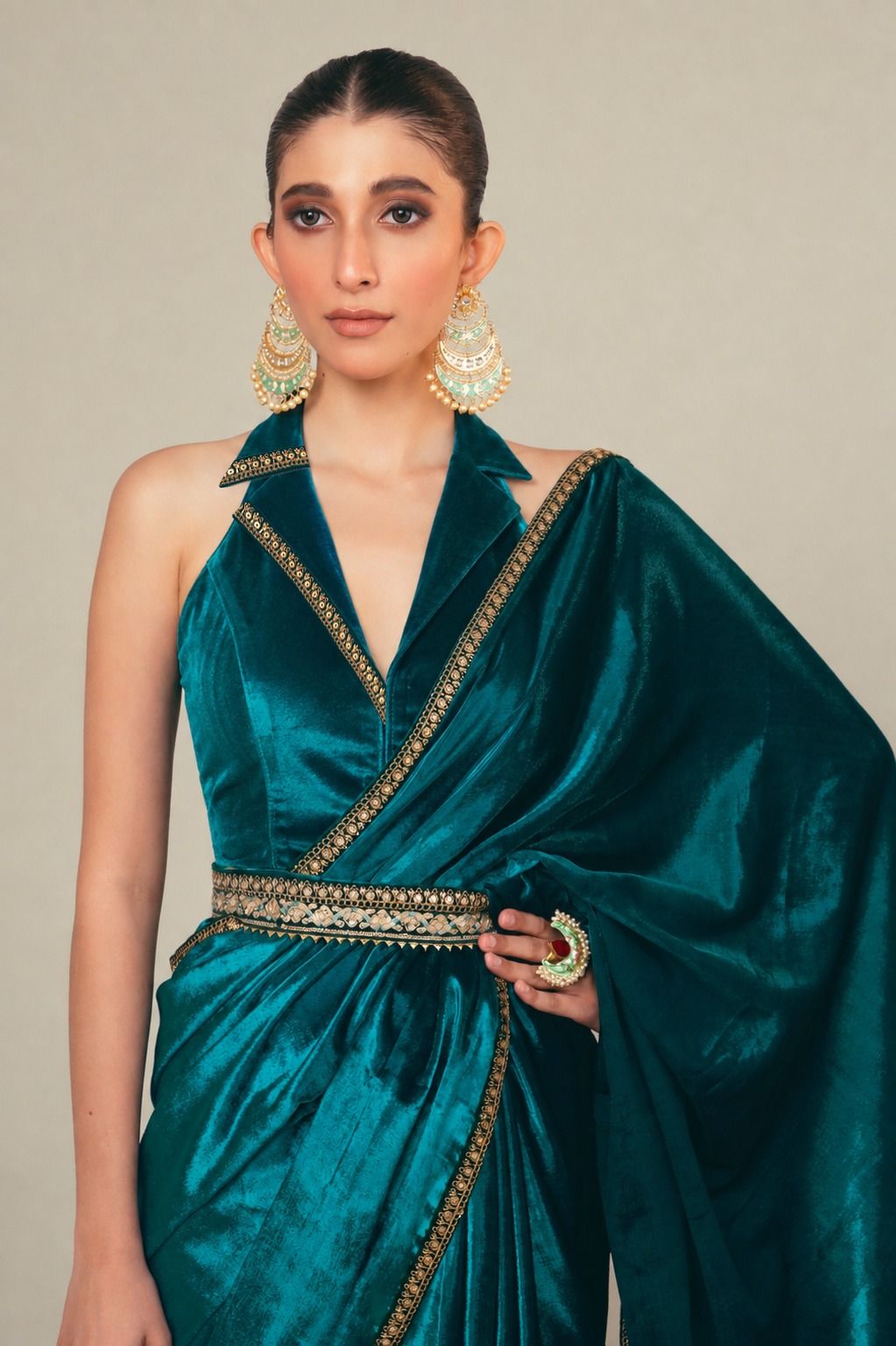 TEAL TEMPT SAREE WITH TEAL THRILL BLOUSE