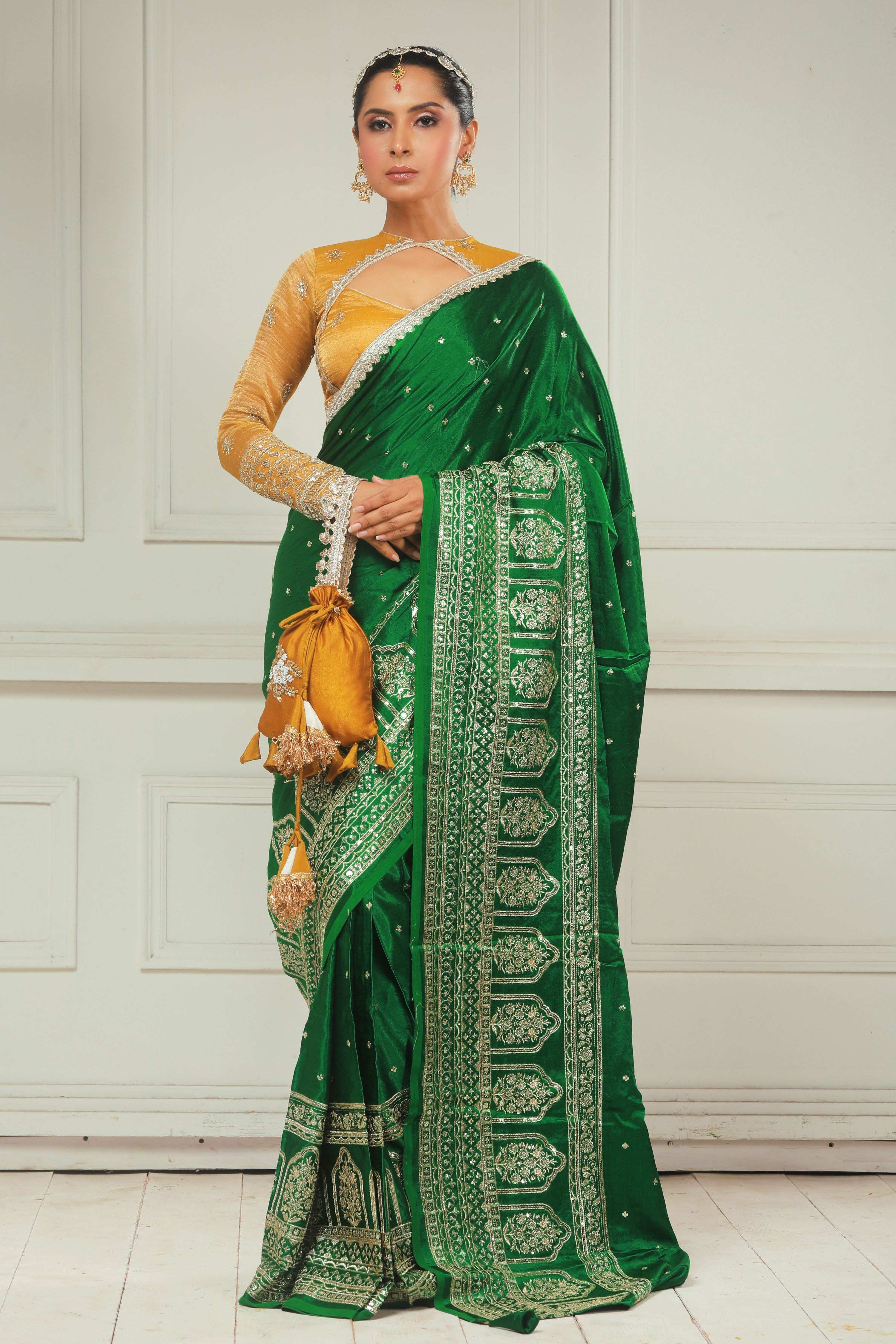 TIMELESS TAPESTRY SAREE WITH HONEY WILDFLOWER BLOUSE
