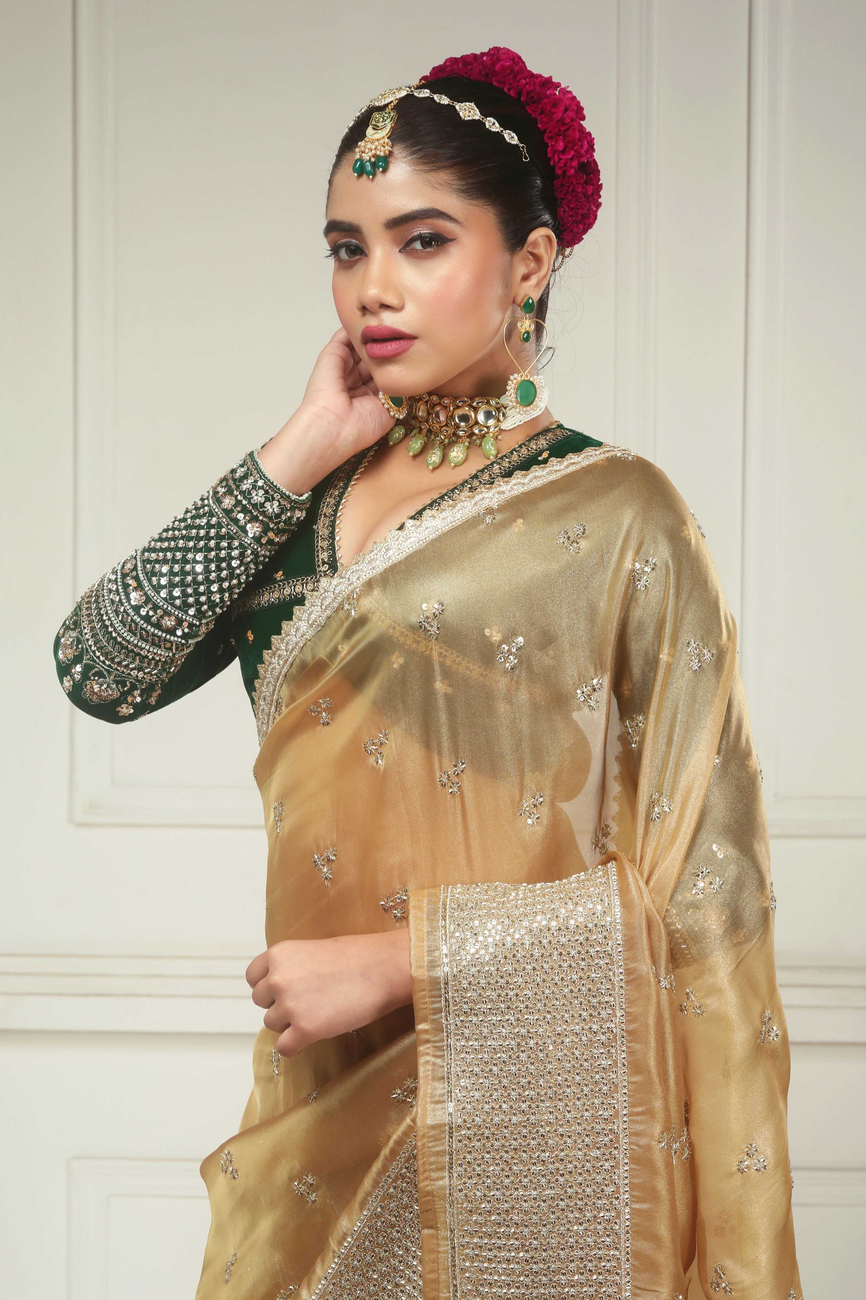 RADIANT FANTASY SAREE WITH GARDEN GRANDEUR BLOUSE