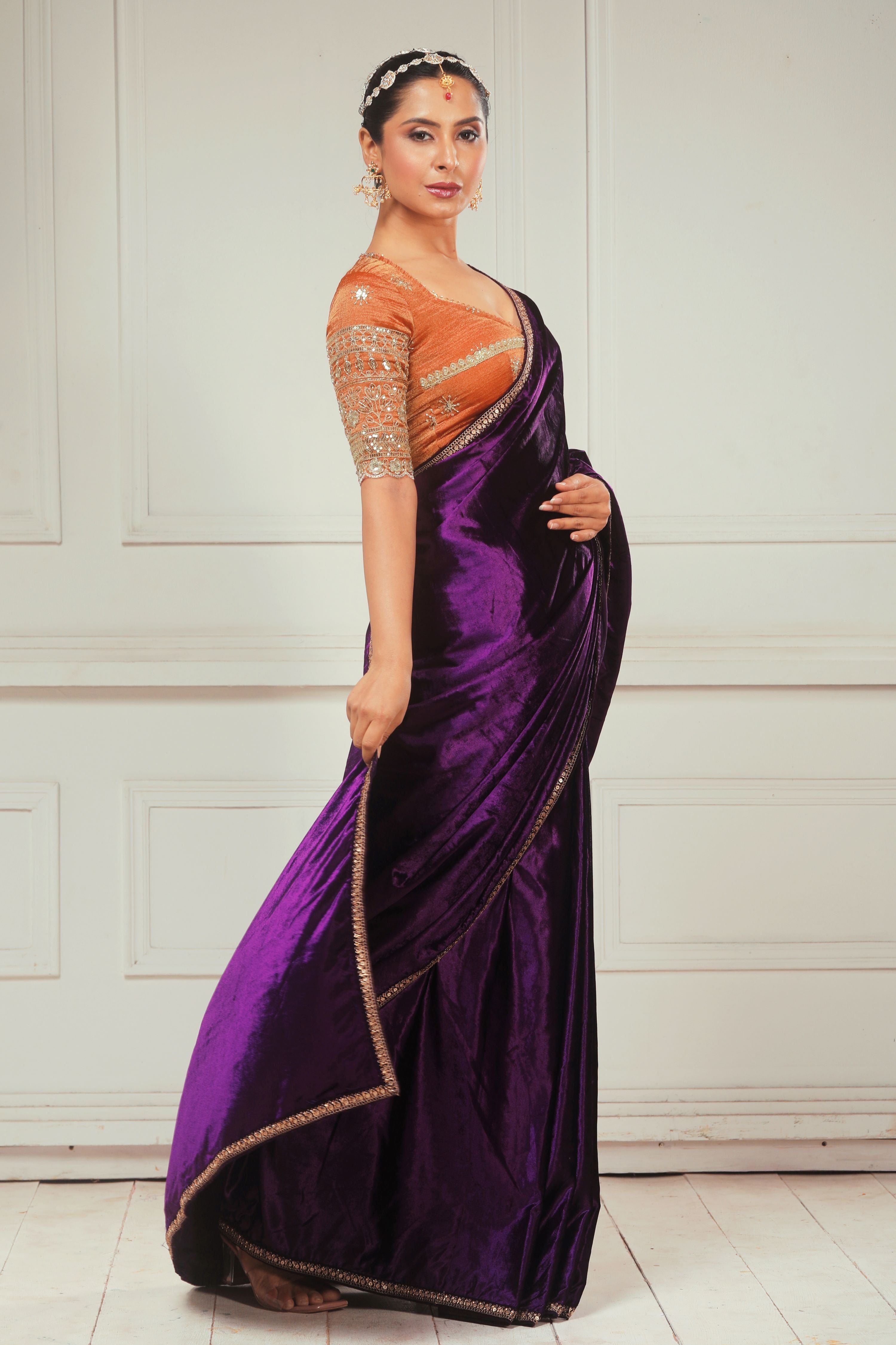 DARLING DRAPE SAREE WITH BLUSH WILDFLOWER BLOUSE