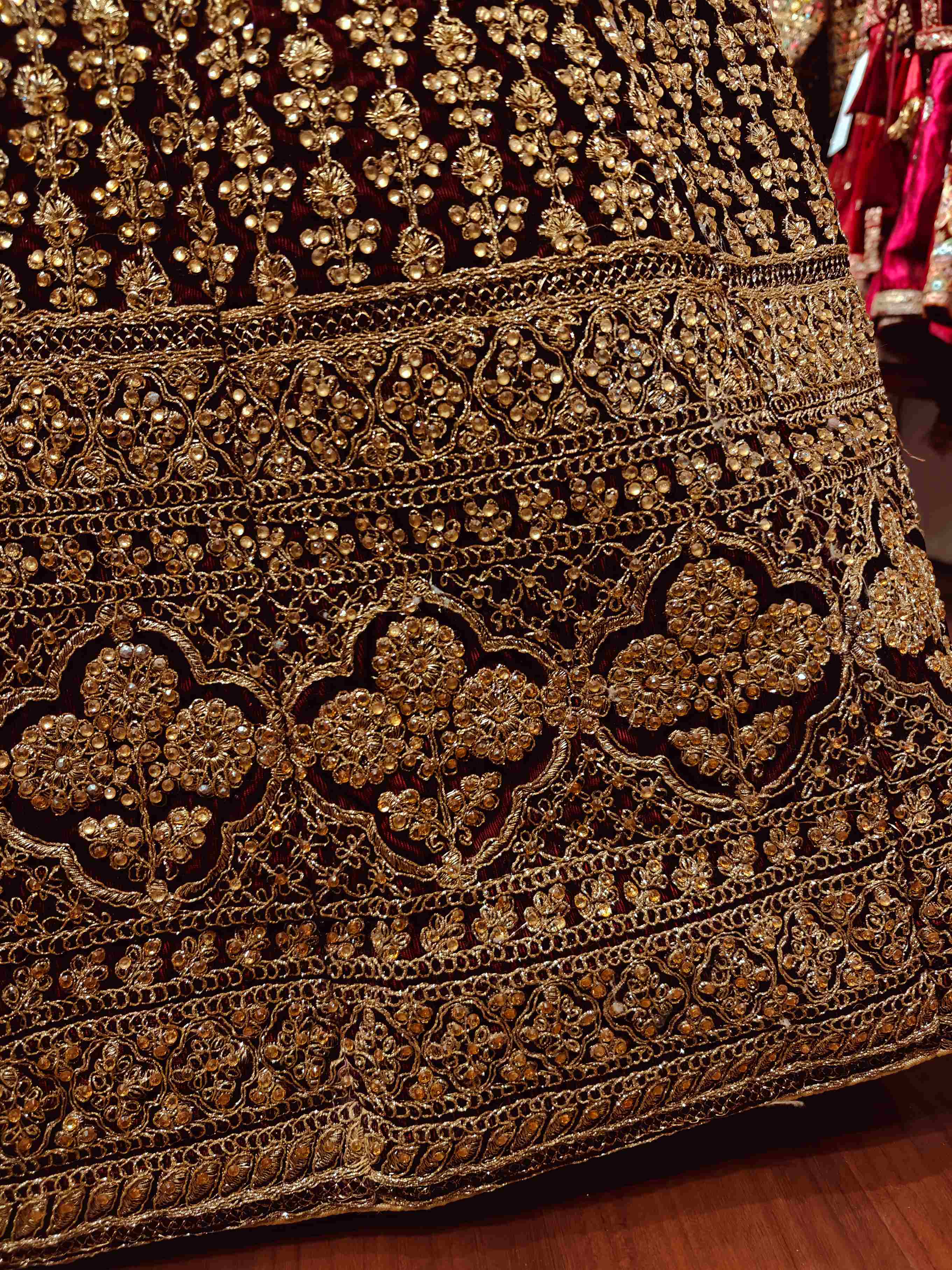 VELUXE VELVET LEHENGA SKIRT WITH DUPATTA AND STITCHED BLOUSE(WITH CANCAN)