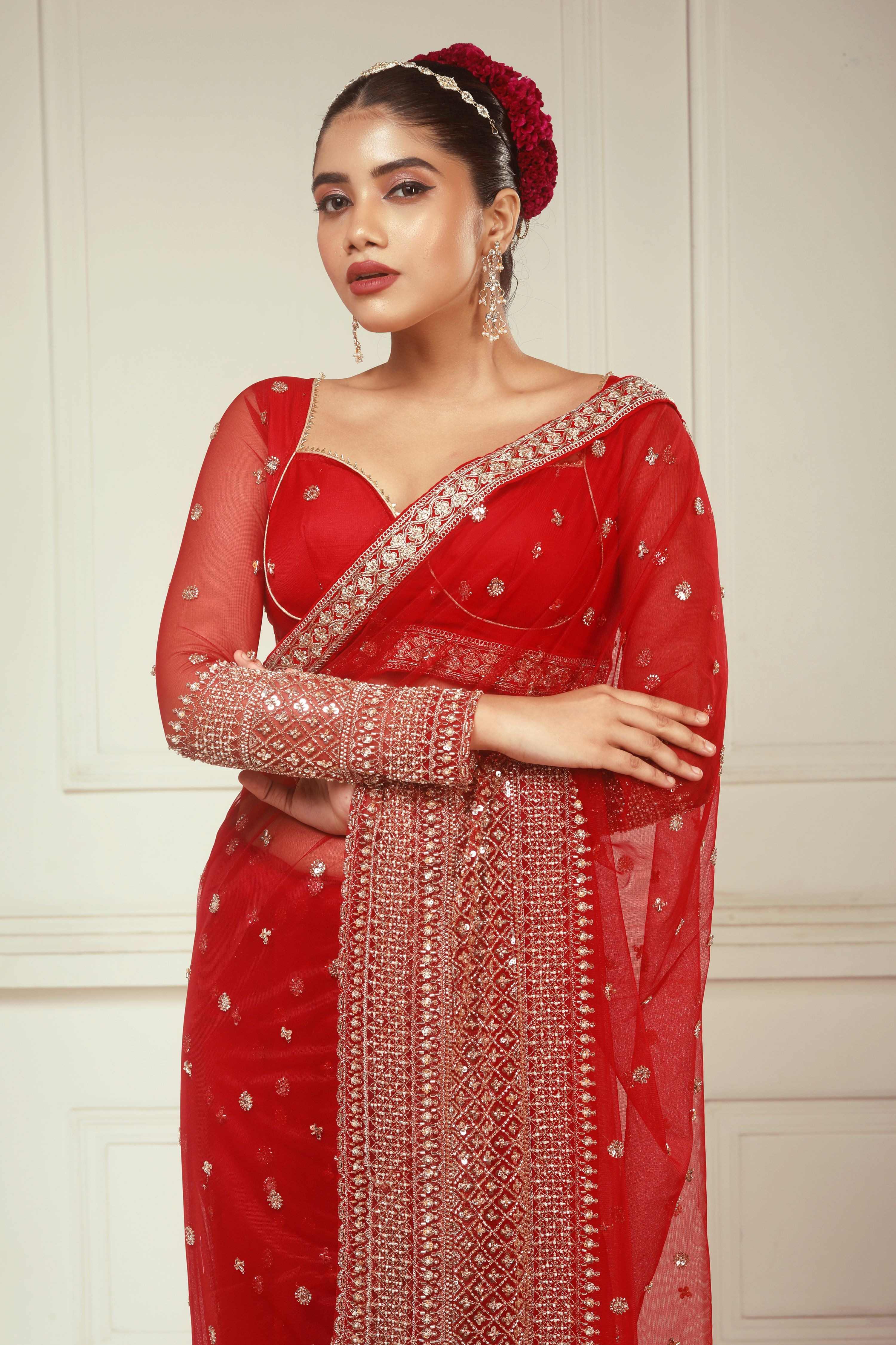CHERRY CHANDELIER SAREE AND BLOUSE SET