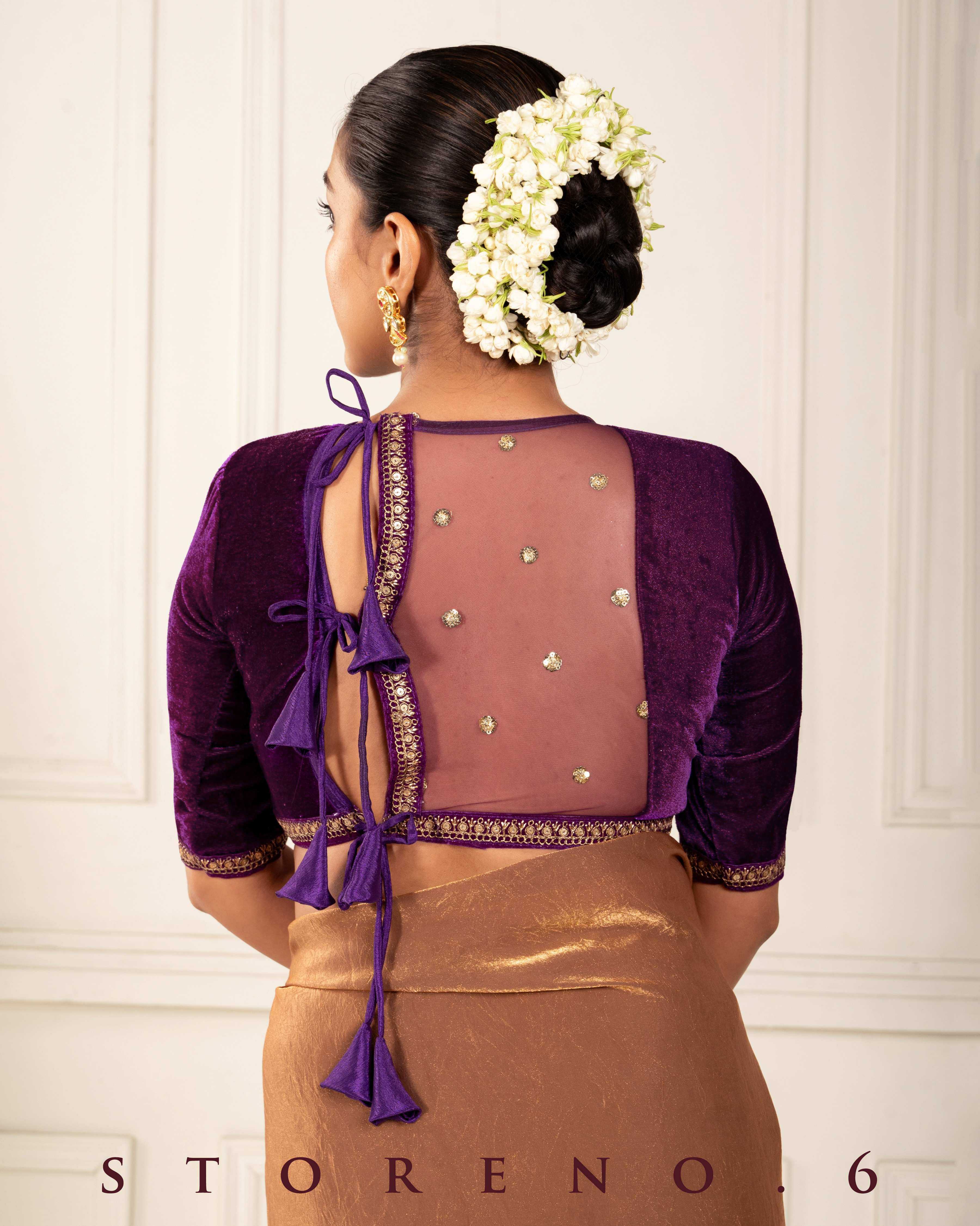 BRONZE BEWITCH SAREE WITH PLUM POISE BLOUSE