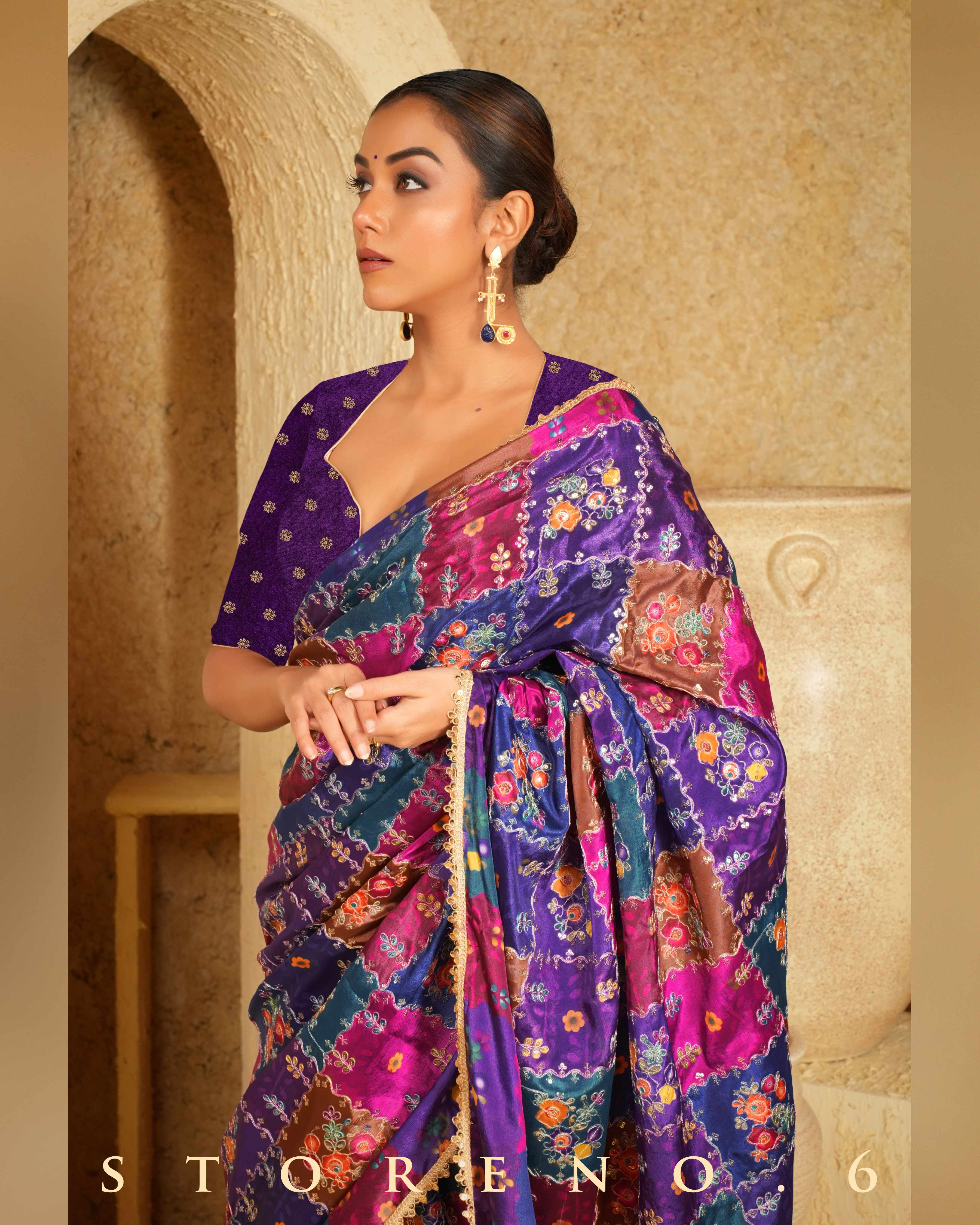 RAISIN RHAPSODY SAREE WITH PLUM PULSE BLOUSE