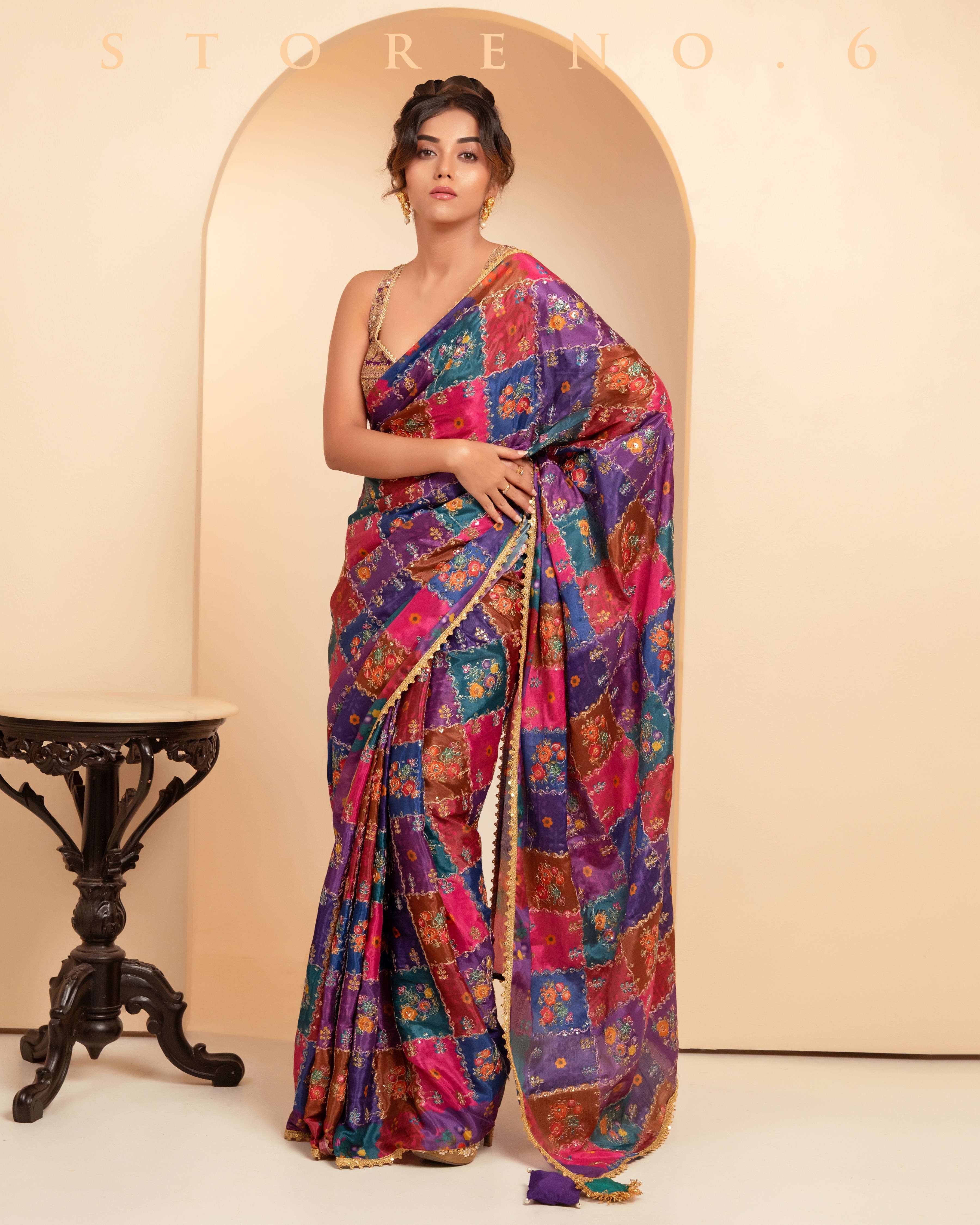 RAISIN RHAPSODY REVIBE SAREE WITH PLUM PARADISE CHIC BLOUSE