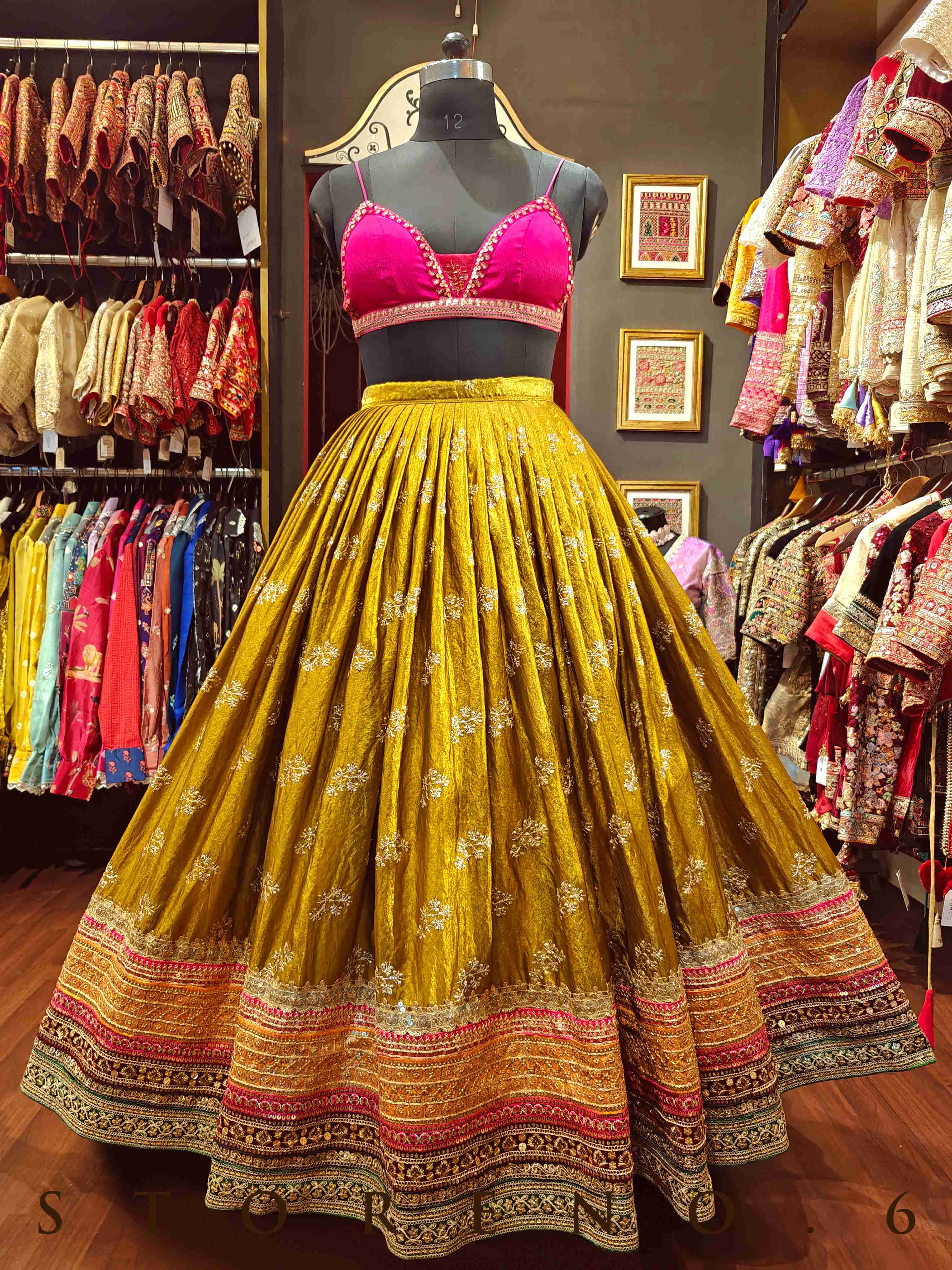 TARA LEHENGA SKIRT WITH STITCHED BLOUSE(WITH CANCAN)