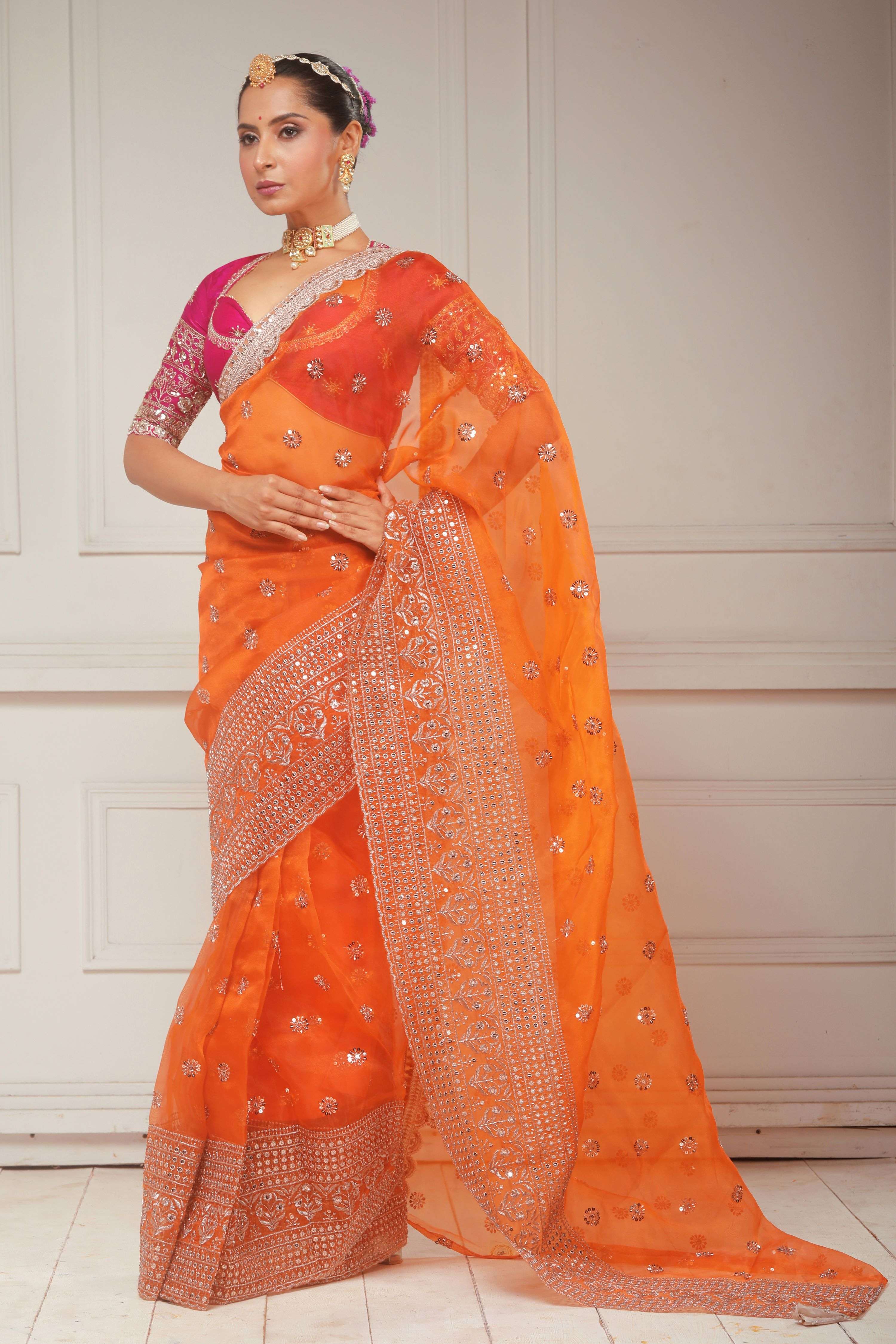 TANGERINE POETRY SAREE