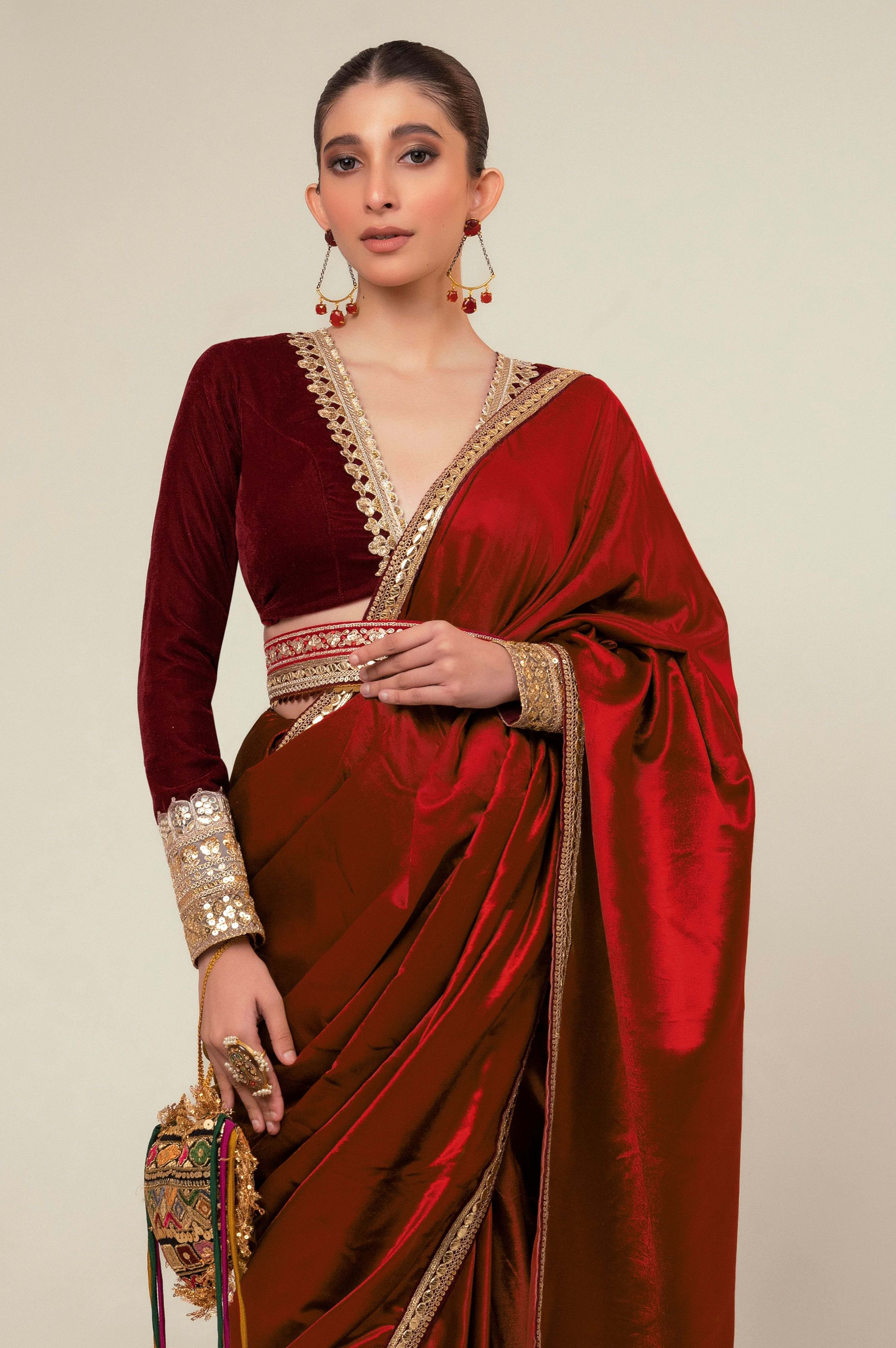 LUXE ROMANCE SAREE WITH OXBLOOD EDGE BLOUSE
