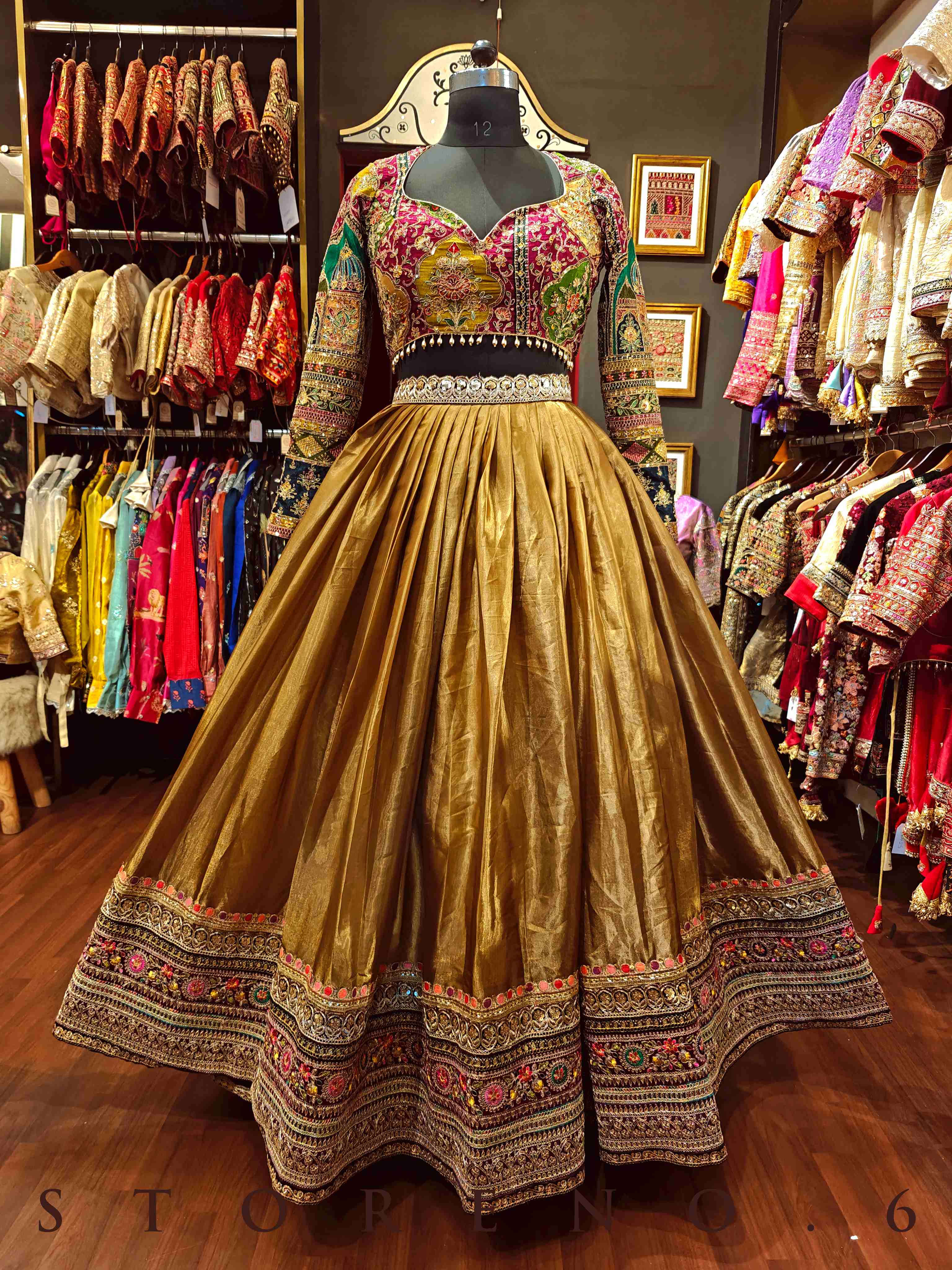ROSHNI LEHENGA SKIRT WITH STITCHED BLOUSE(WITH CANCAN)