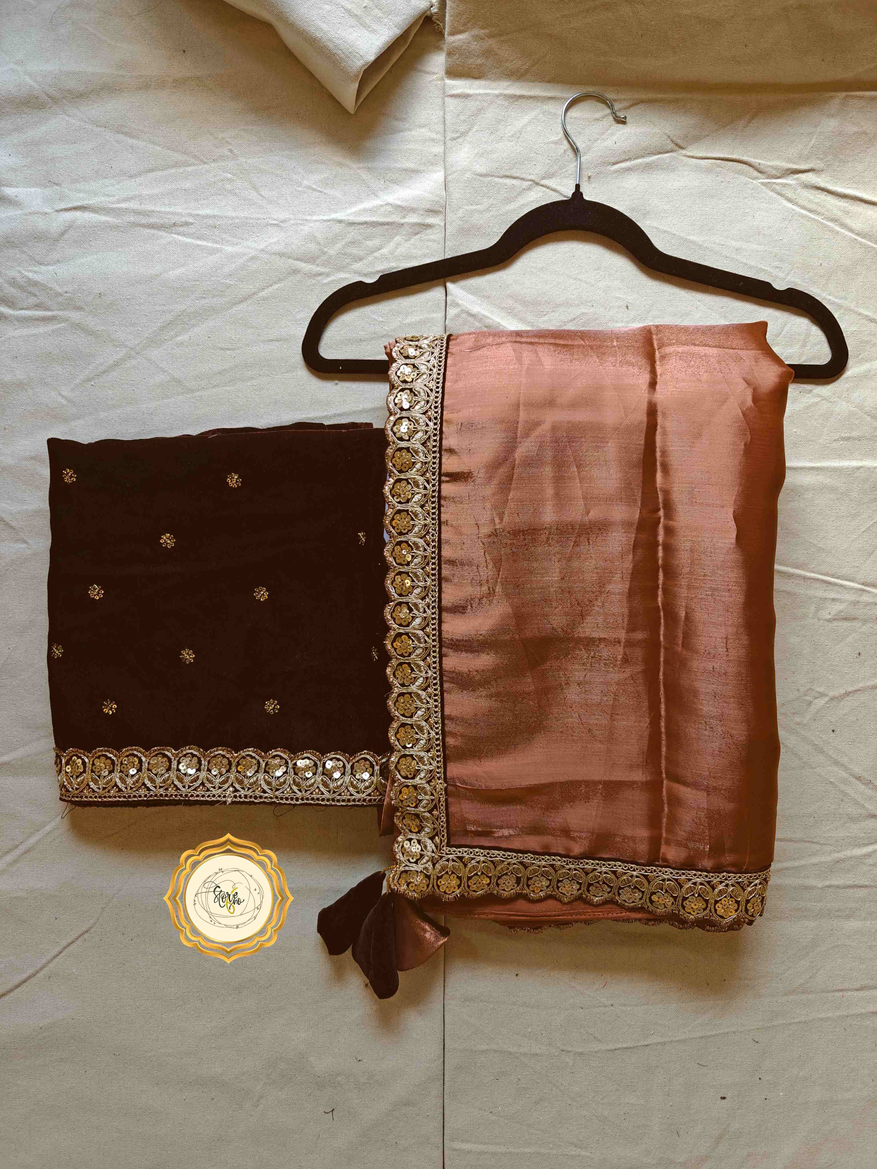 PREMIUM COPPER SAREE WITH UNSTITCHED BLOUSE