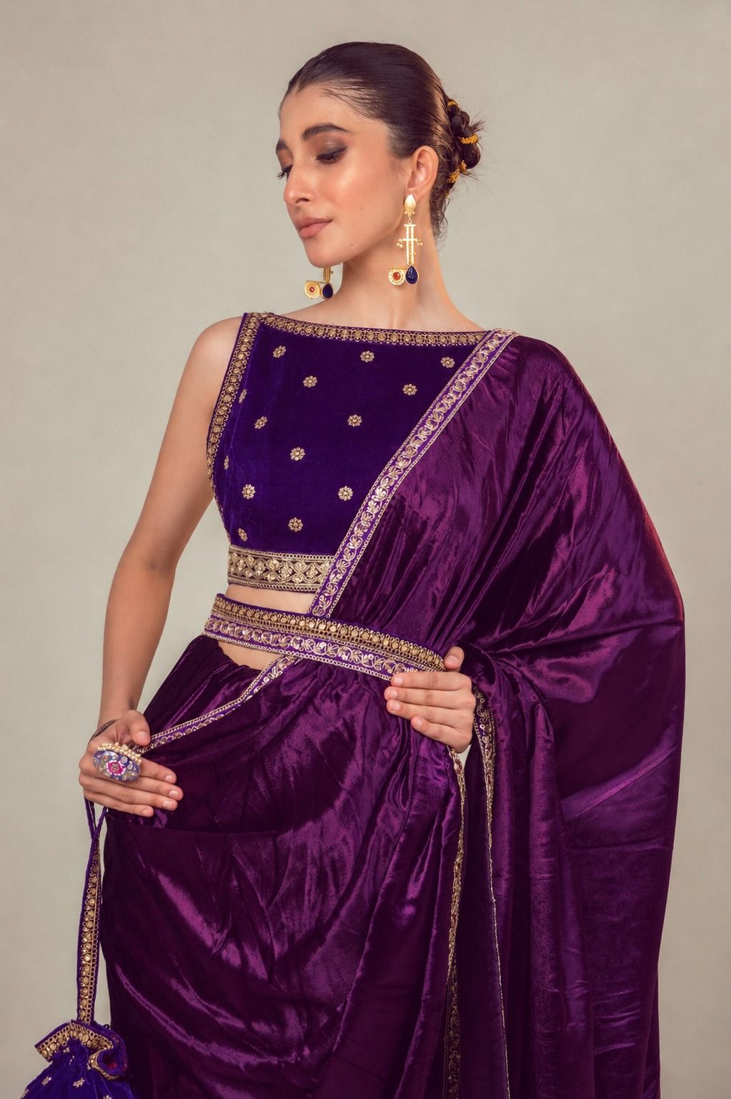 POP PALETTE SAREE WITH BERRY BLOOM BLOUSE
