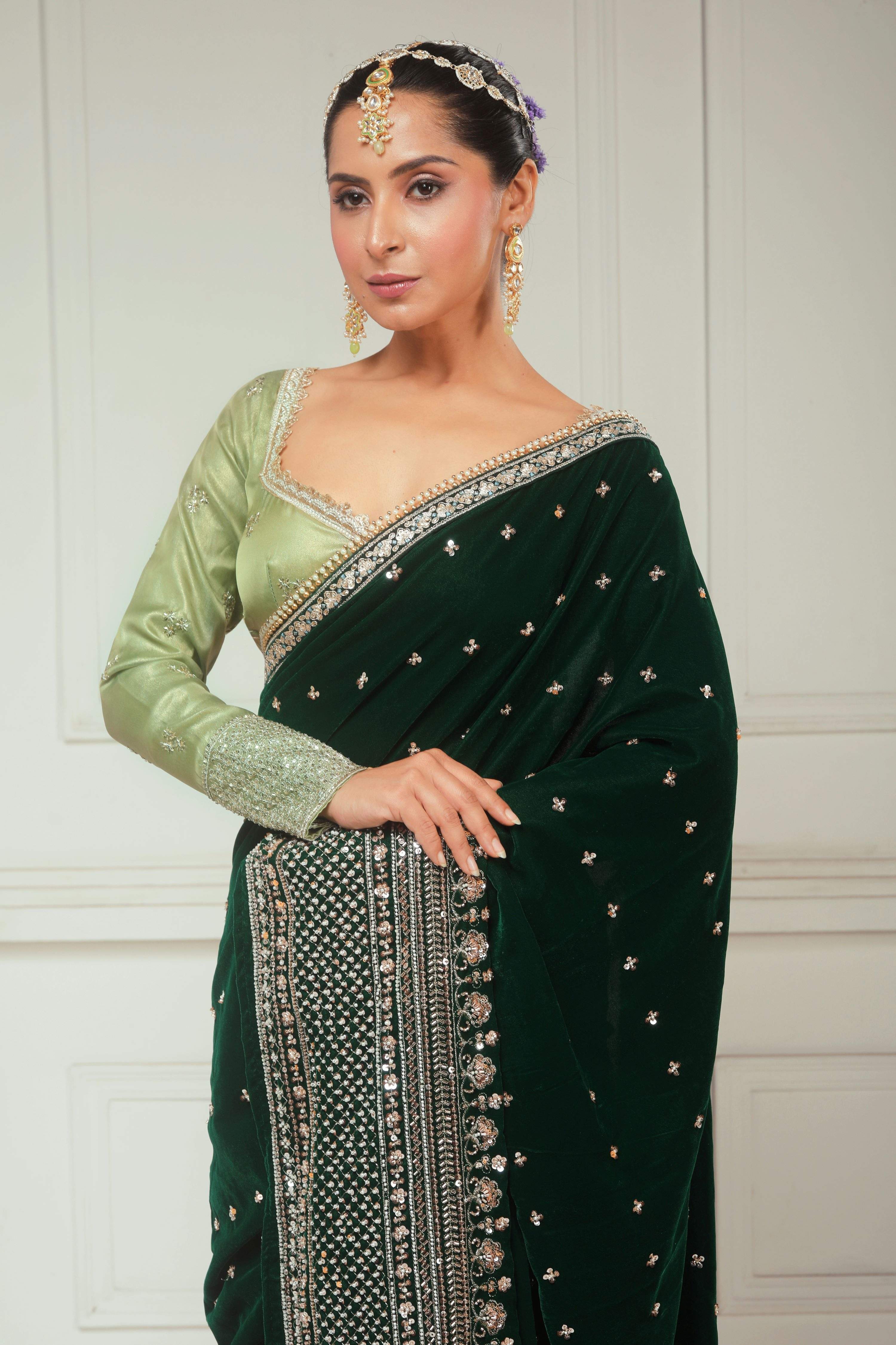 GARDEN GRANDEUR SAREE WITH SAGE FANTASY BLOUSE