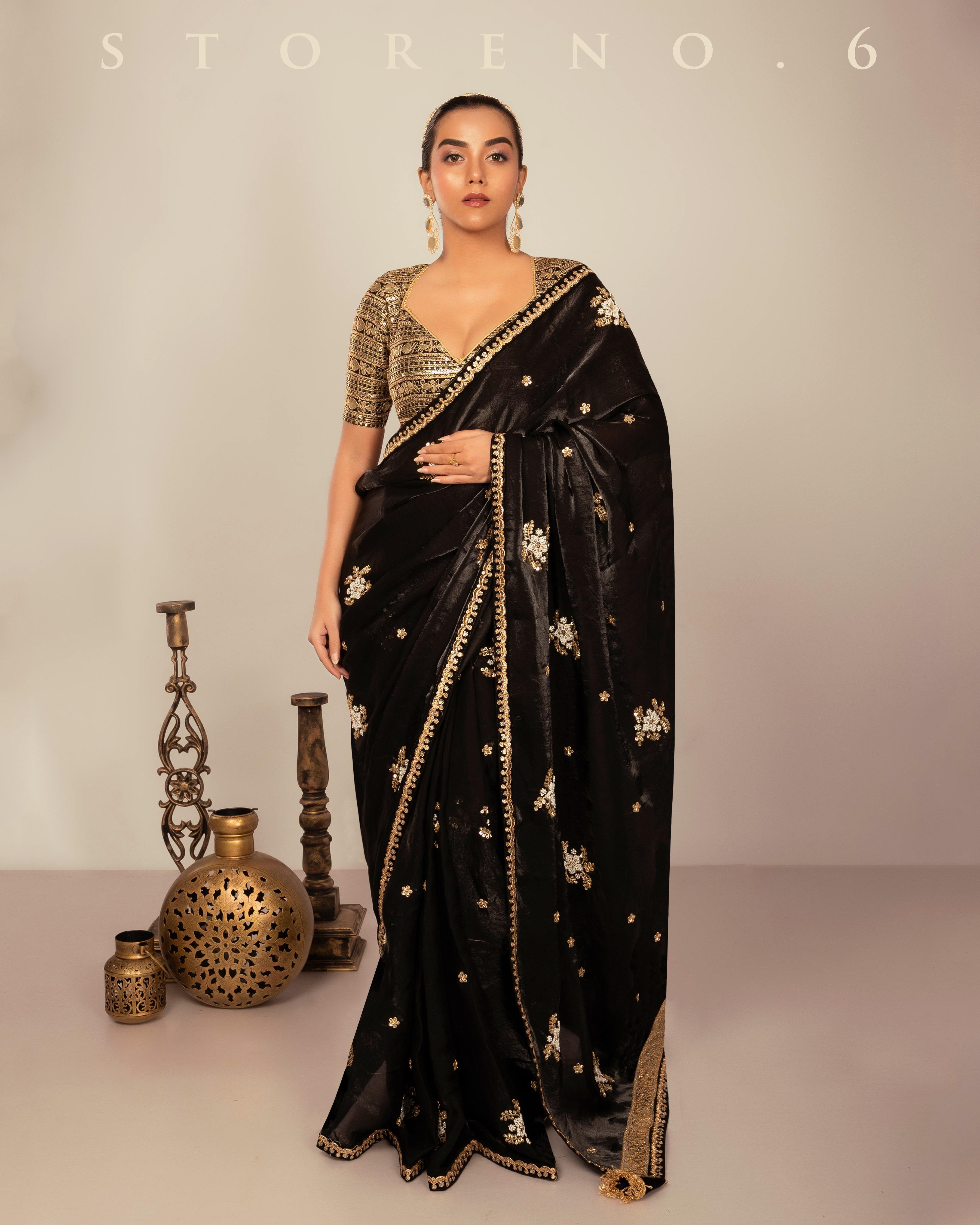 MIDNIGHT MAGNOLIA SAREE
