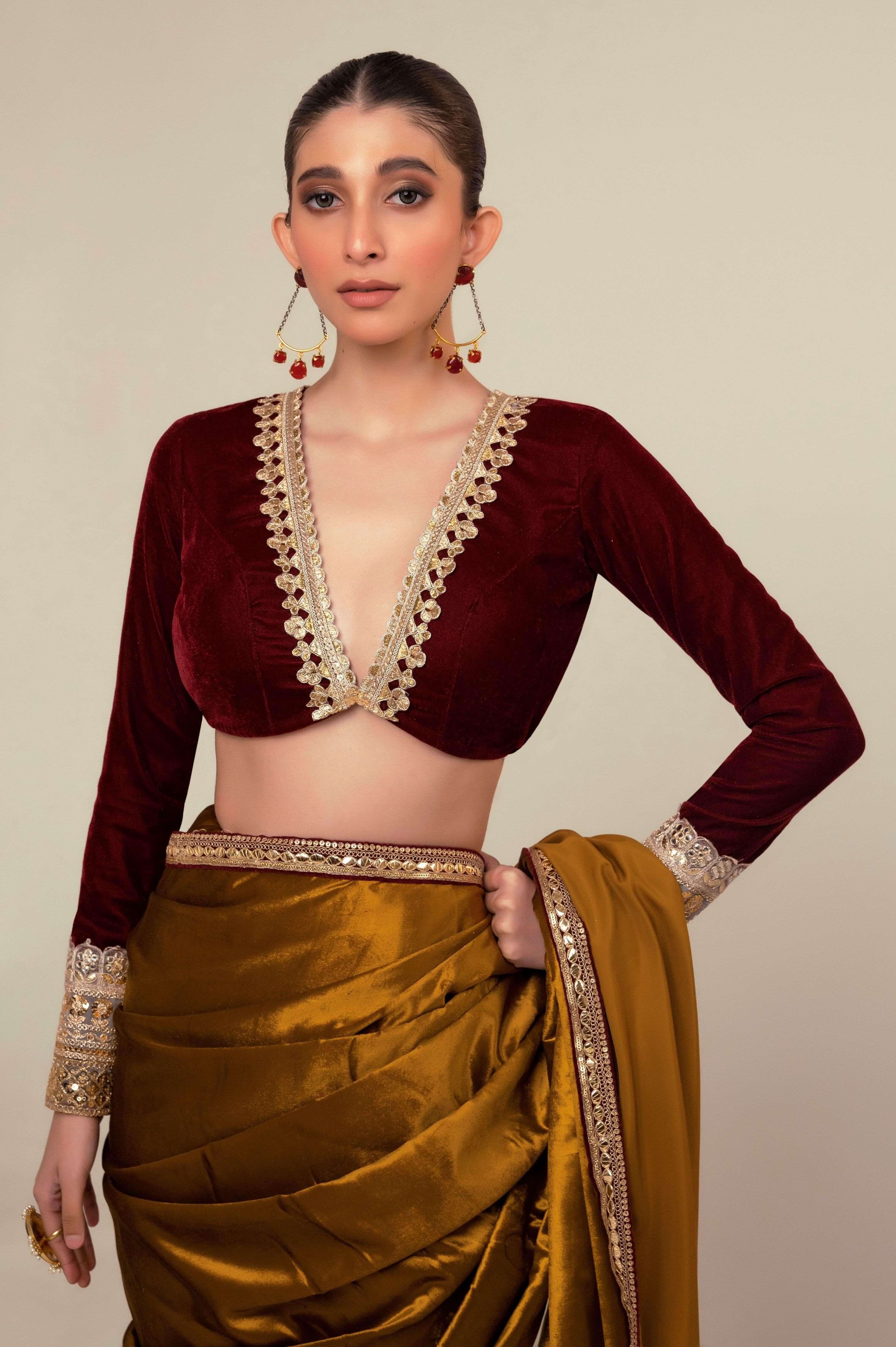 OXBLOOD EDGE BLOUSE.