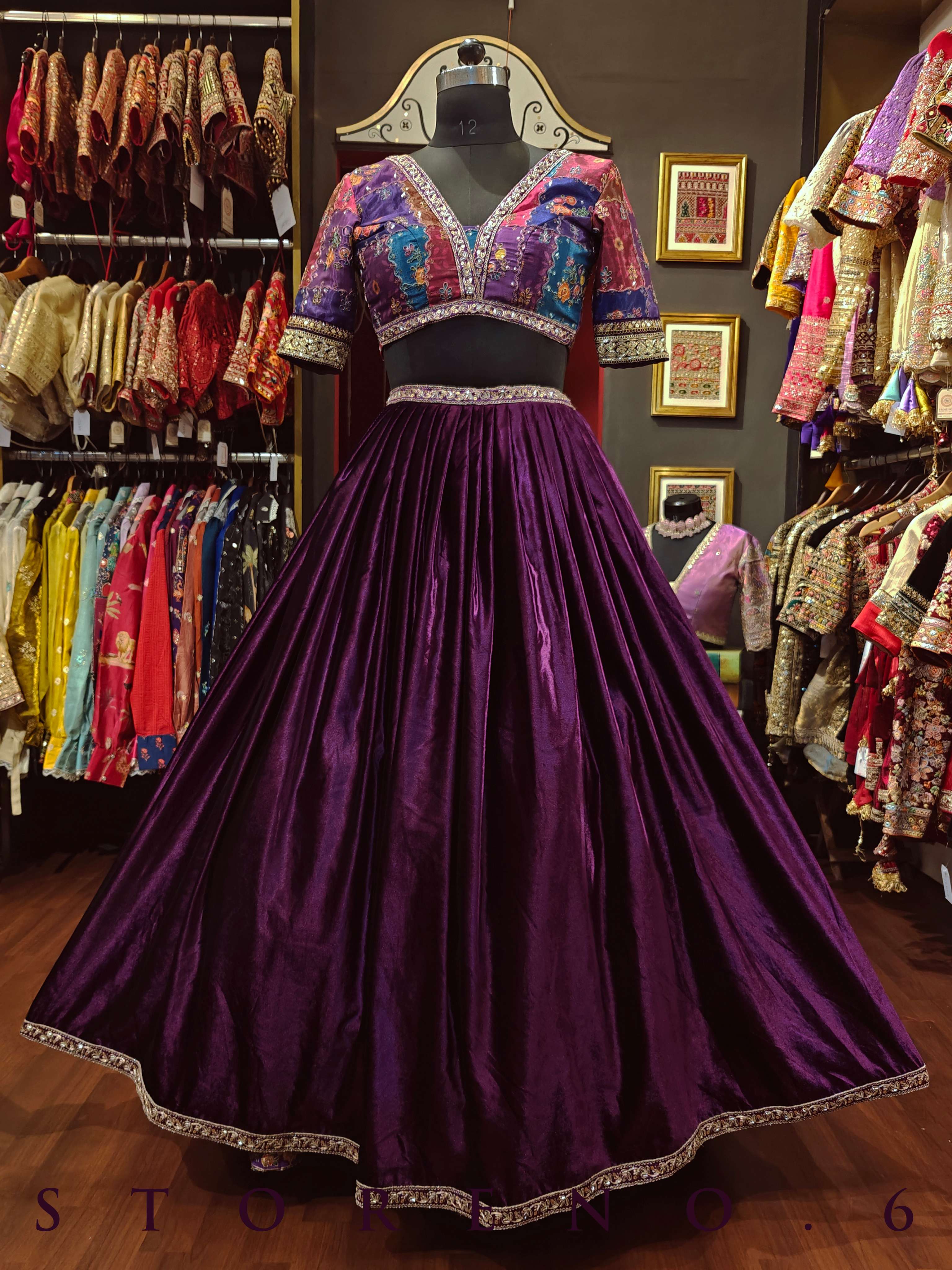 JAMUN VELVET LEHENGA SKIRT(WITH CANCAN)