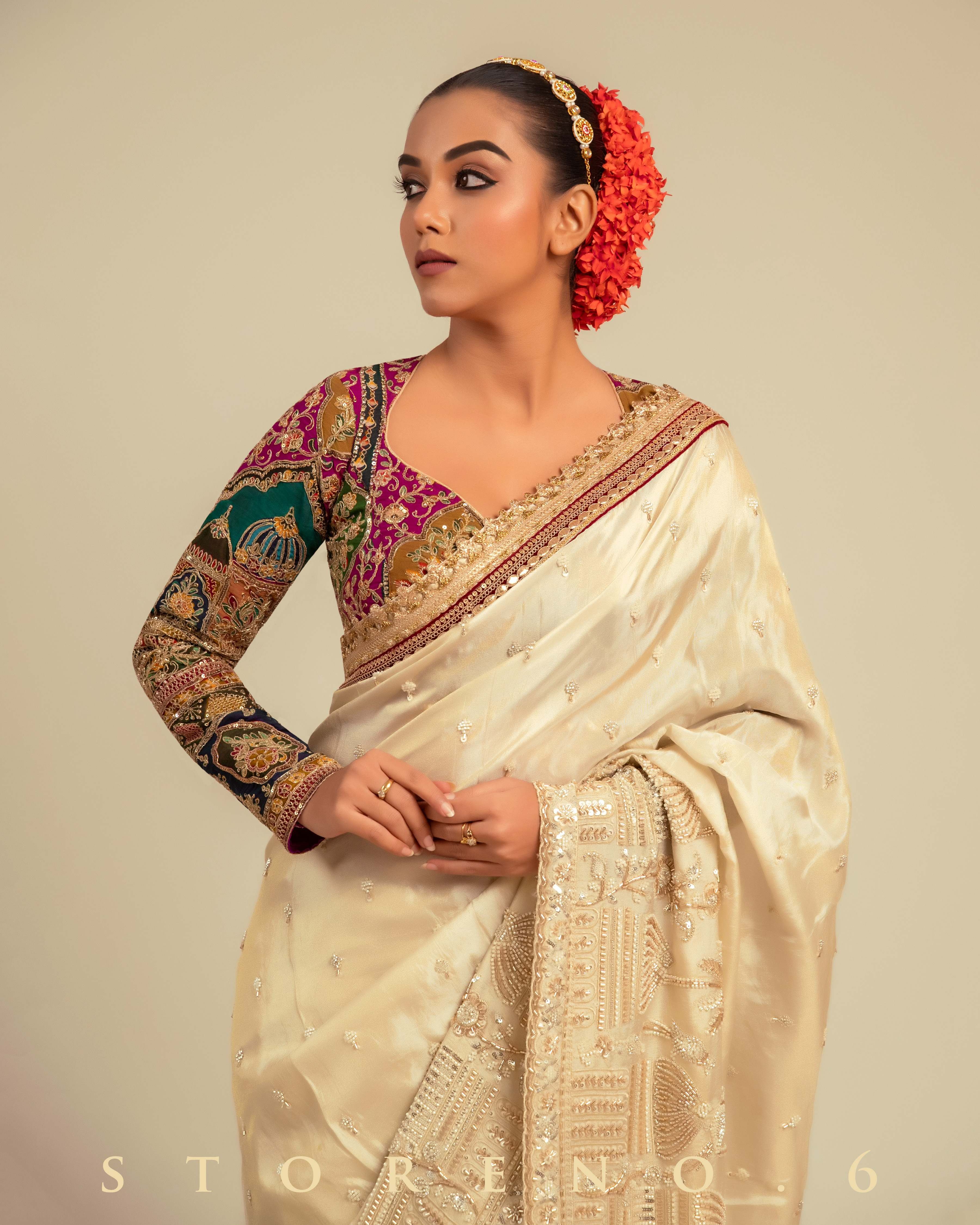 IVORY INSIGHT SAREE WITH COUTURE CHARM BLOUSE