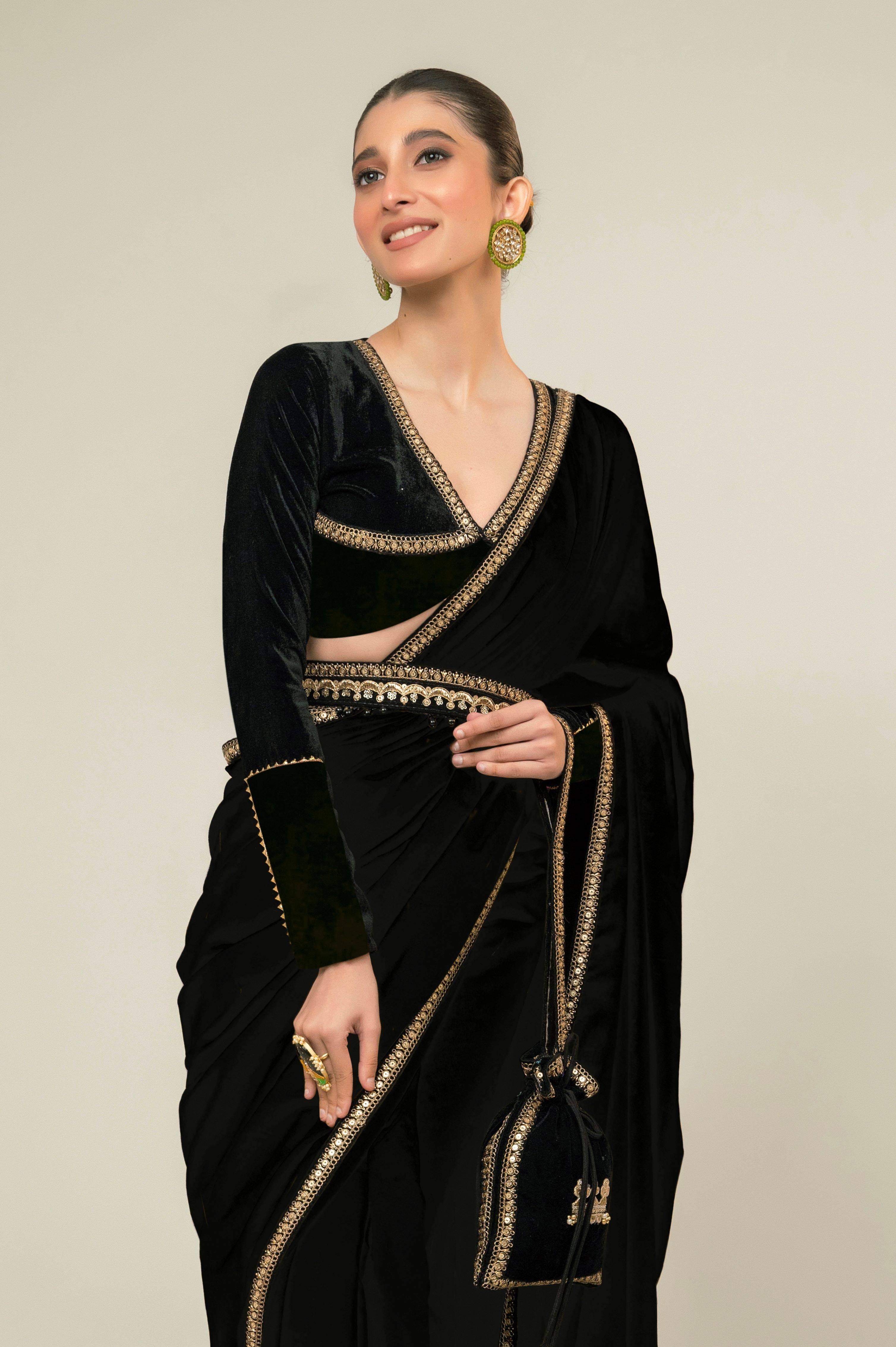 VELVET VANITY SAREE WITH MIDNIGHT CHARM BLOUSE