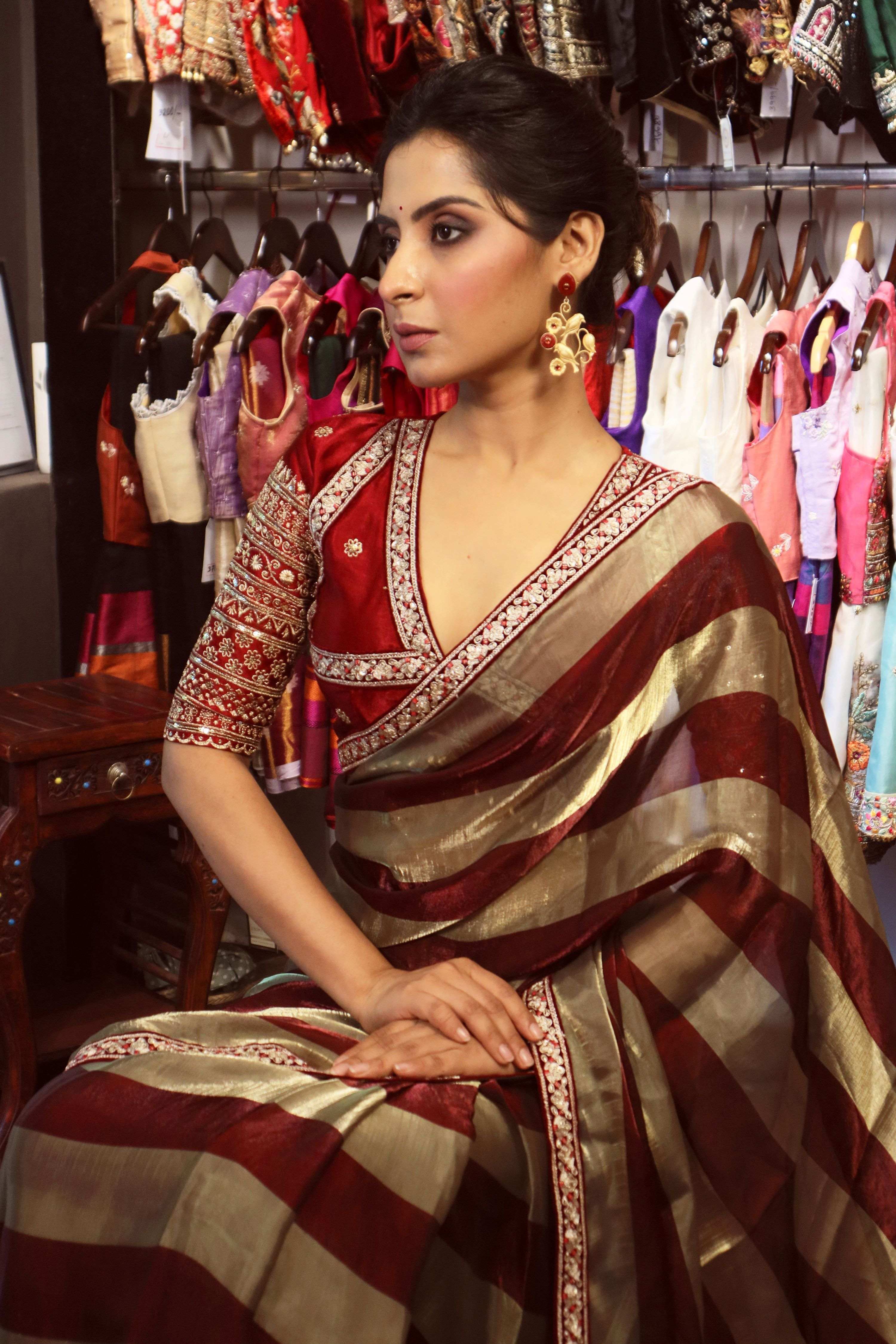 CRIMSON CONTOUR SAREE WITH AMOUR APPEAL BLOUSE