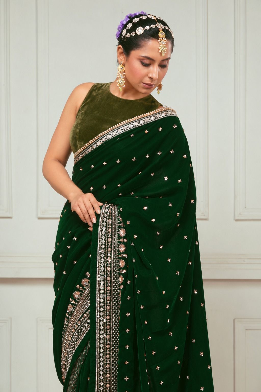 GARDEN GRANDEUR SAREE AND BLOUSE SET
