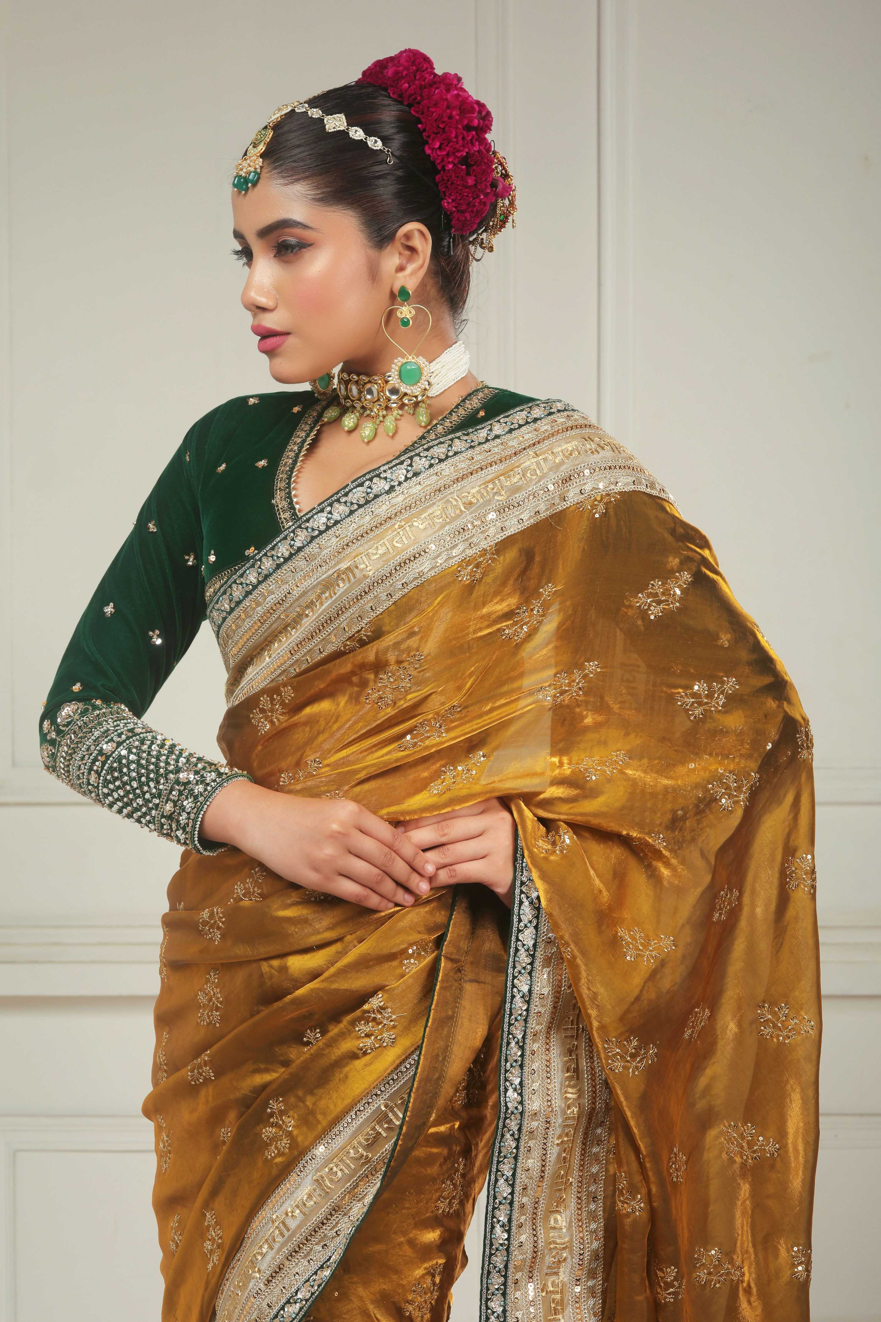 SUNRISE SILHOUETTE SAREE WITH GARDEN GRANDEUR BLOUSE