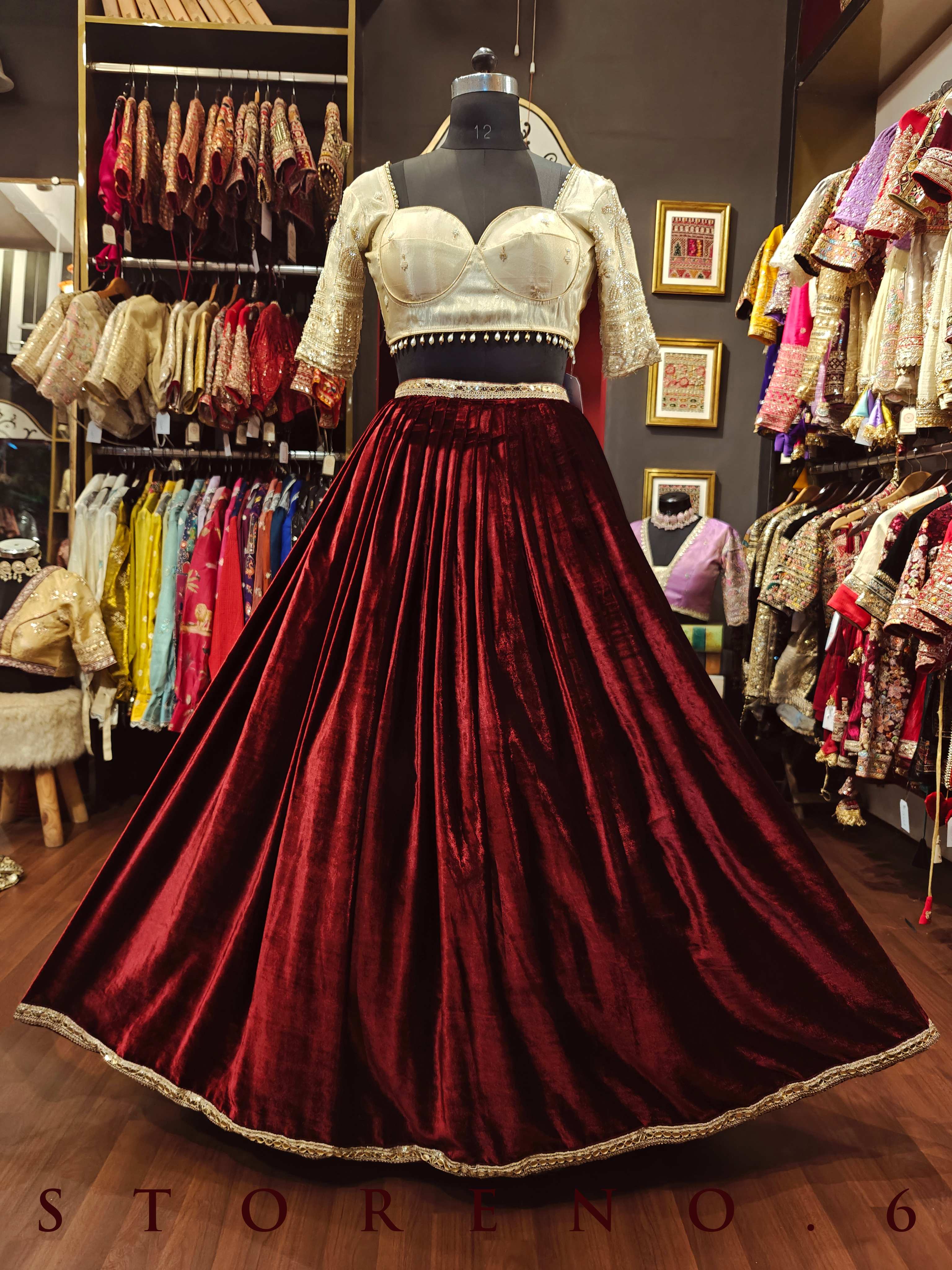 MEHRUN VELVET LEHENGA SKIRT(WITH CANCAN)