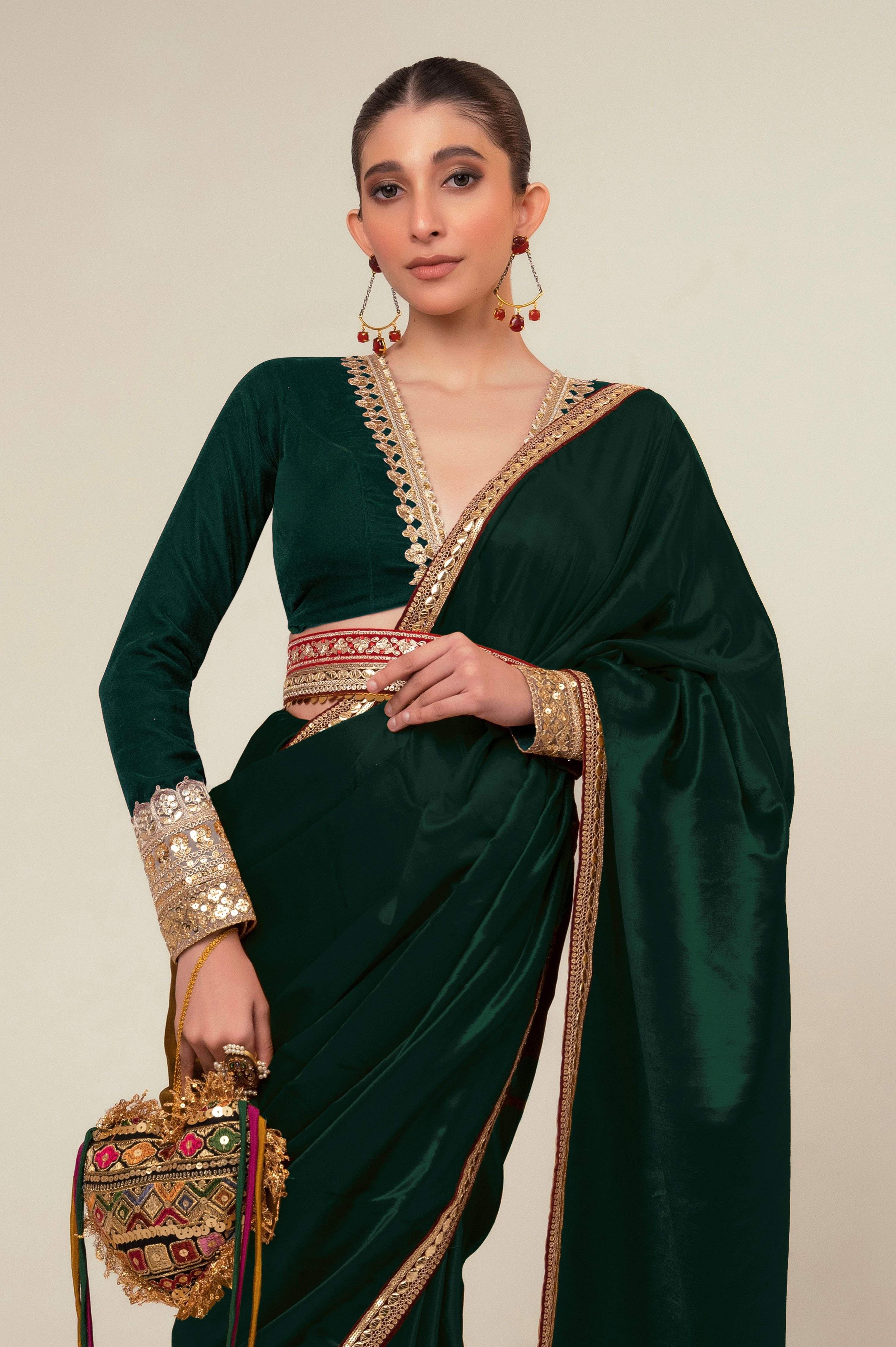 LUXE EMERALD SAREE WITH EMERALD EDGE BLOUSE