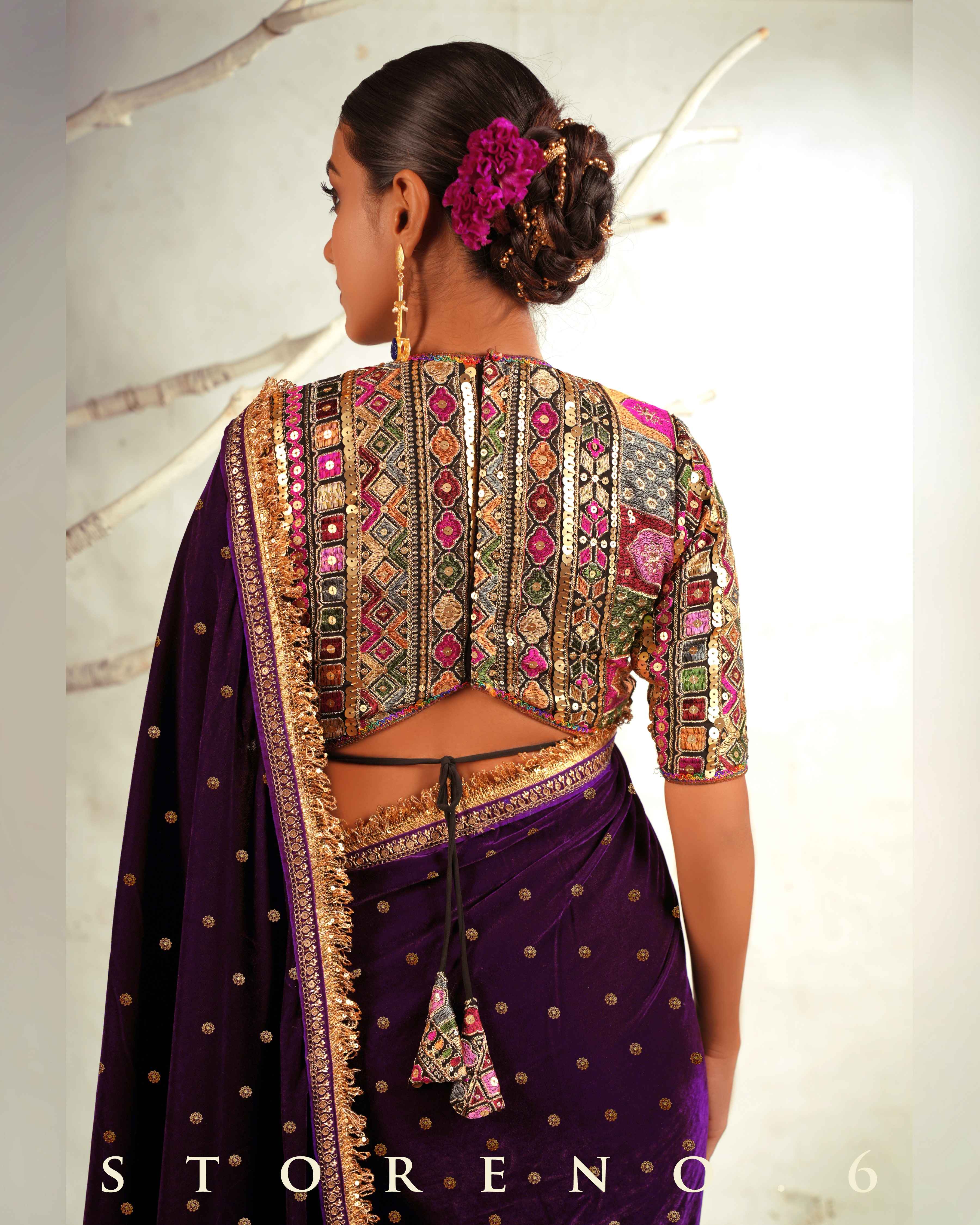 THE PURPLE WONDER SAREE WITH GUL KAARI SIAH CLASSIC BLOUSE