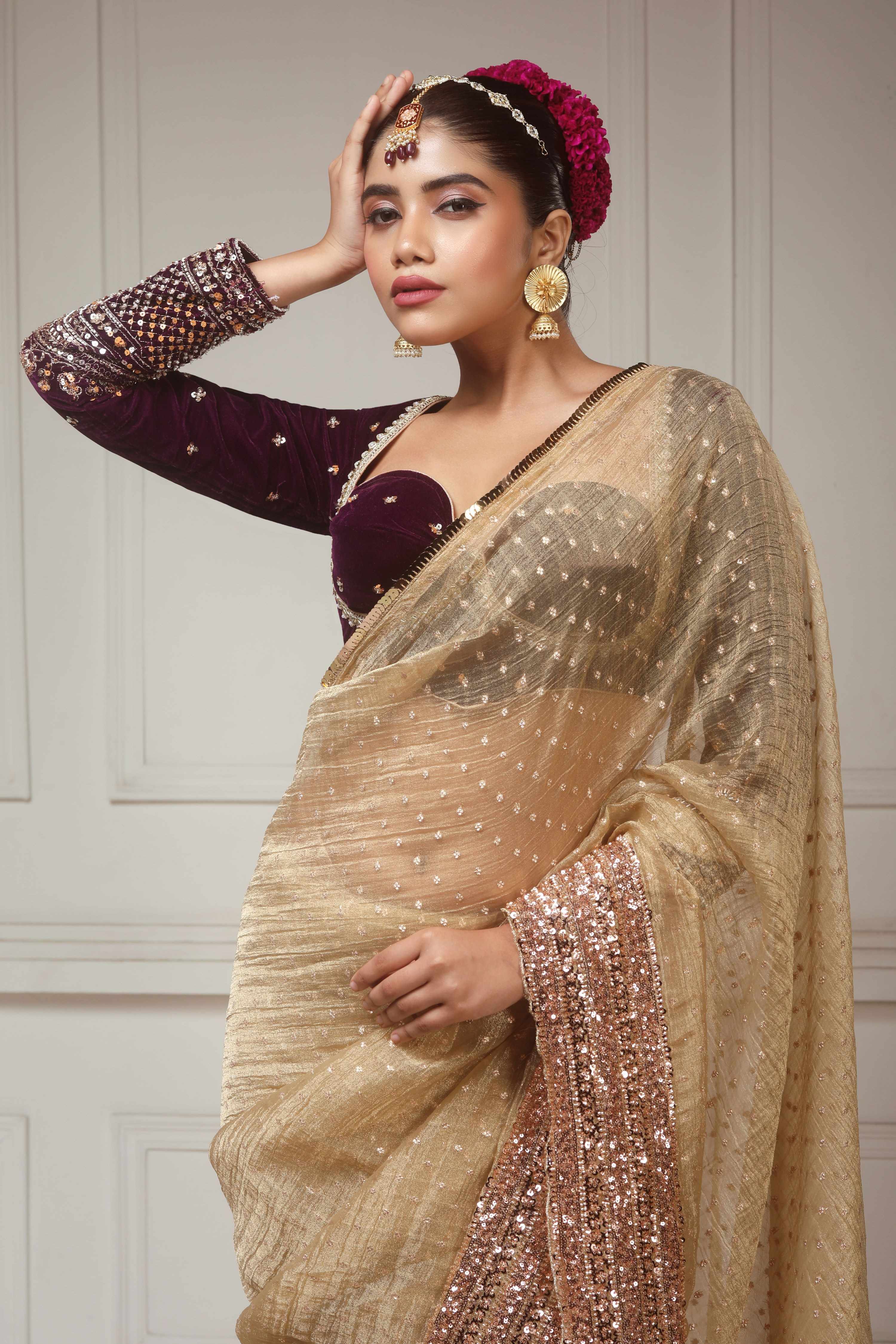 SUNKISSED DESIRE SAREE WITH GLAM GRANDEUR BLOUSE
