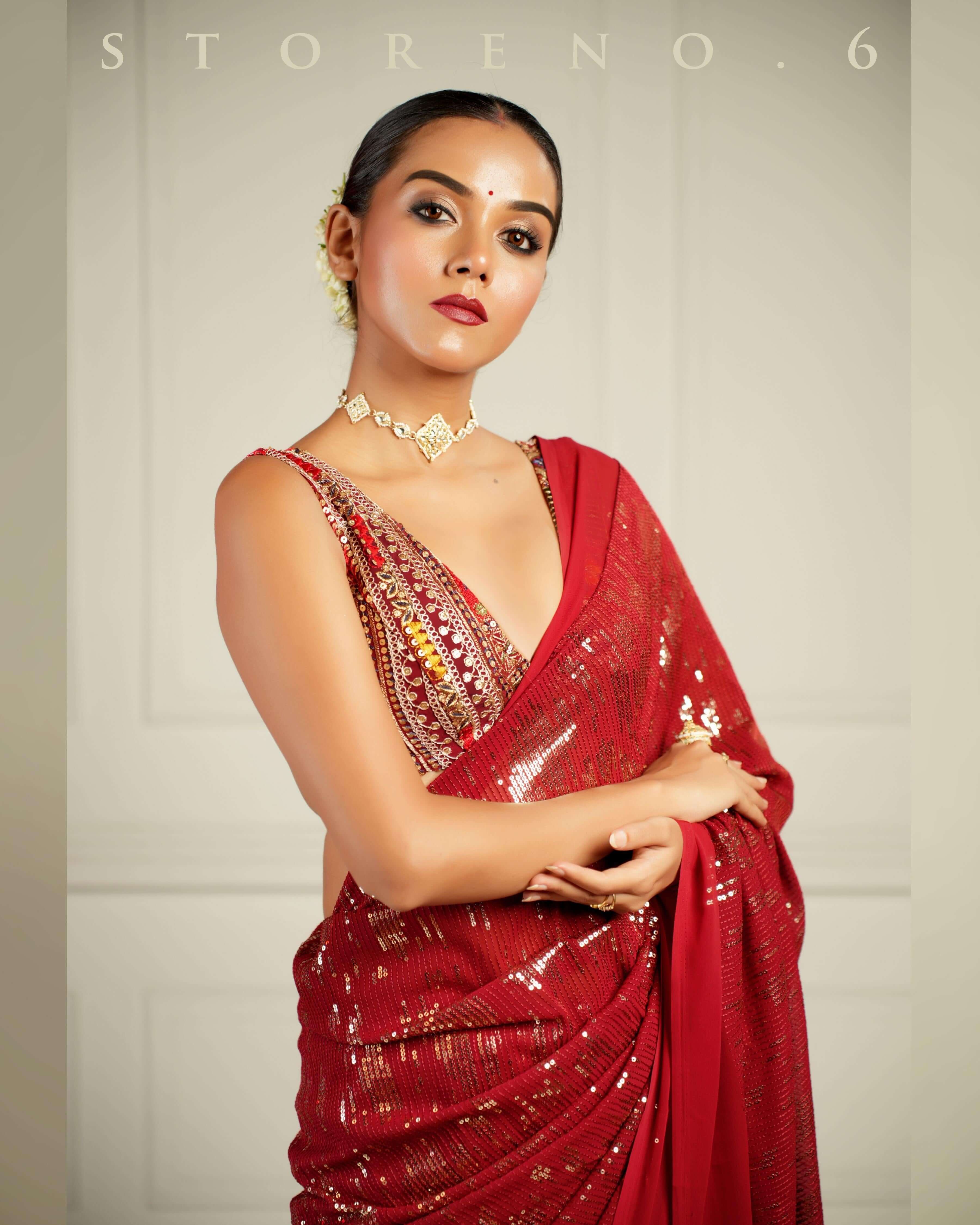RUBY MARTINI COCKTAIL SAREE WITH SASS OF BERRY BLOUSE.