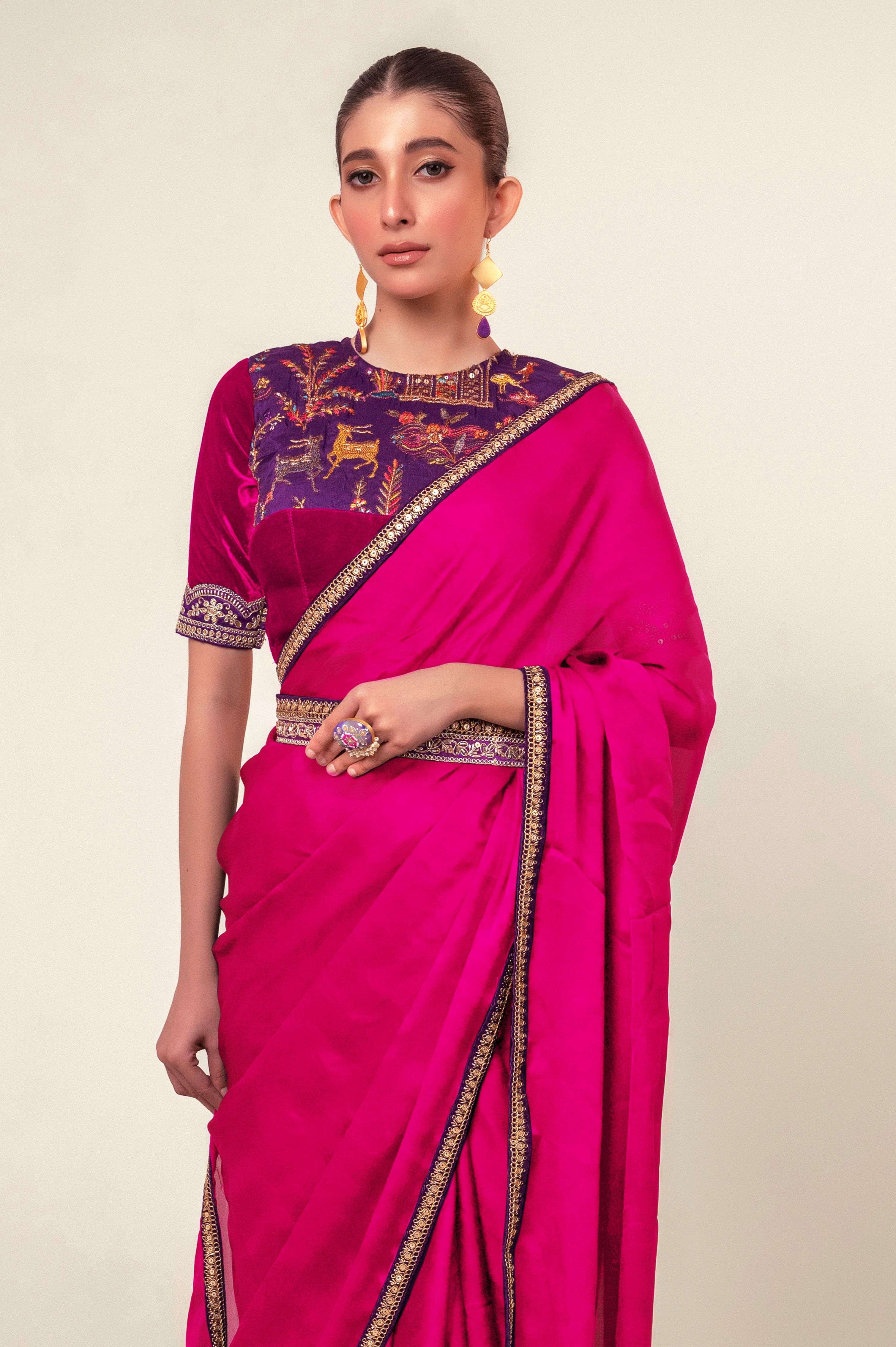BLUSH BLOOM SAREE WITH ROSY HAZE BLOUSE