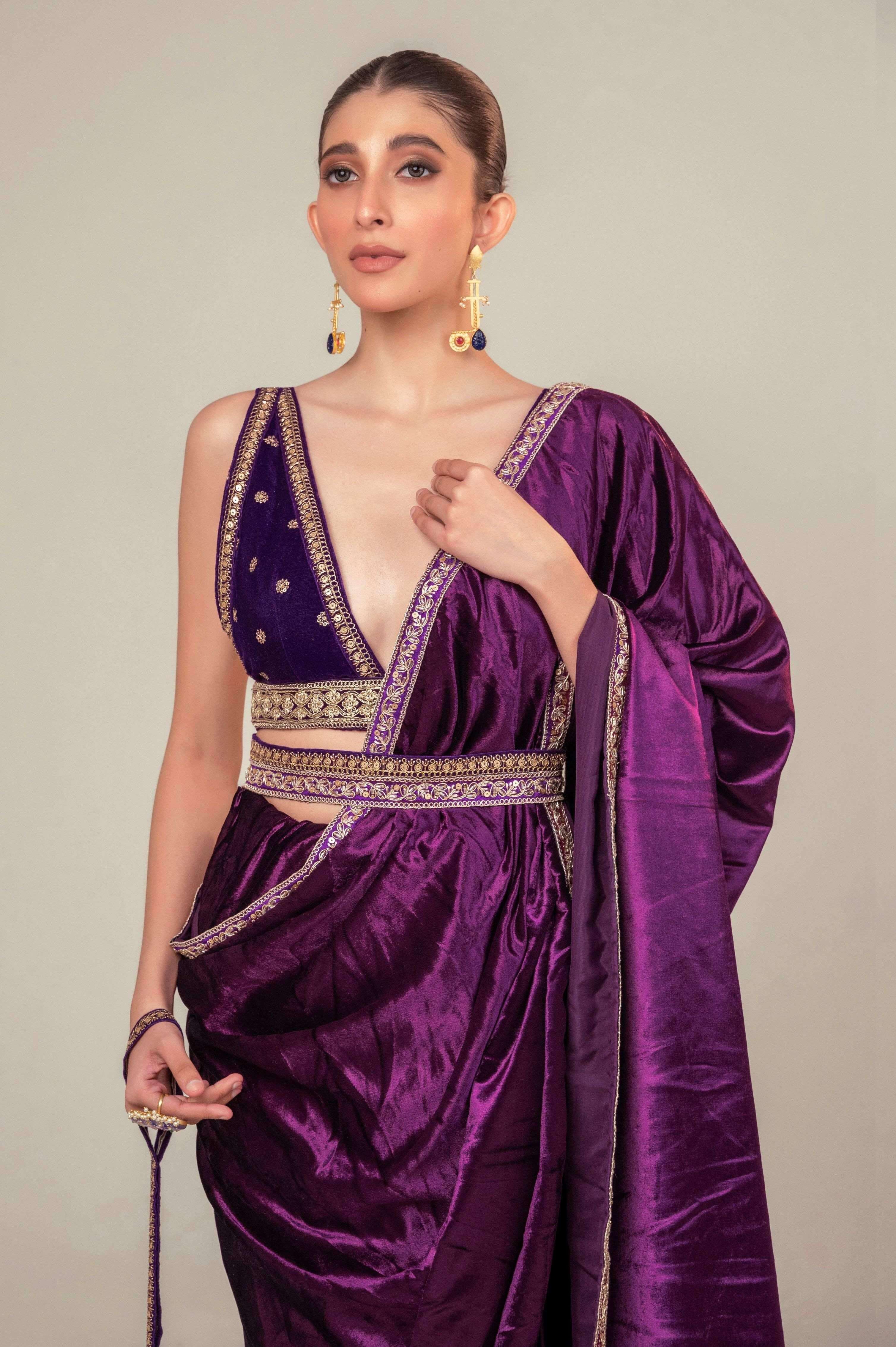 POP PALETTE SAREE WITH BERRY BLINK BLOUSE.