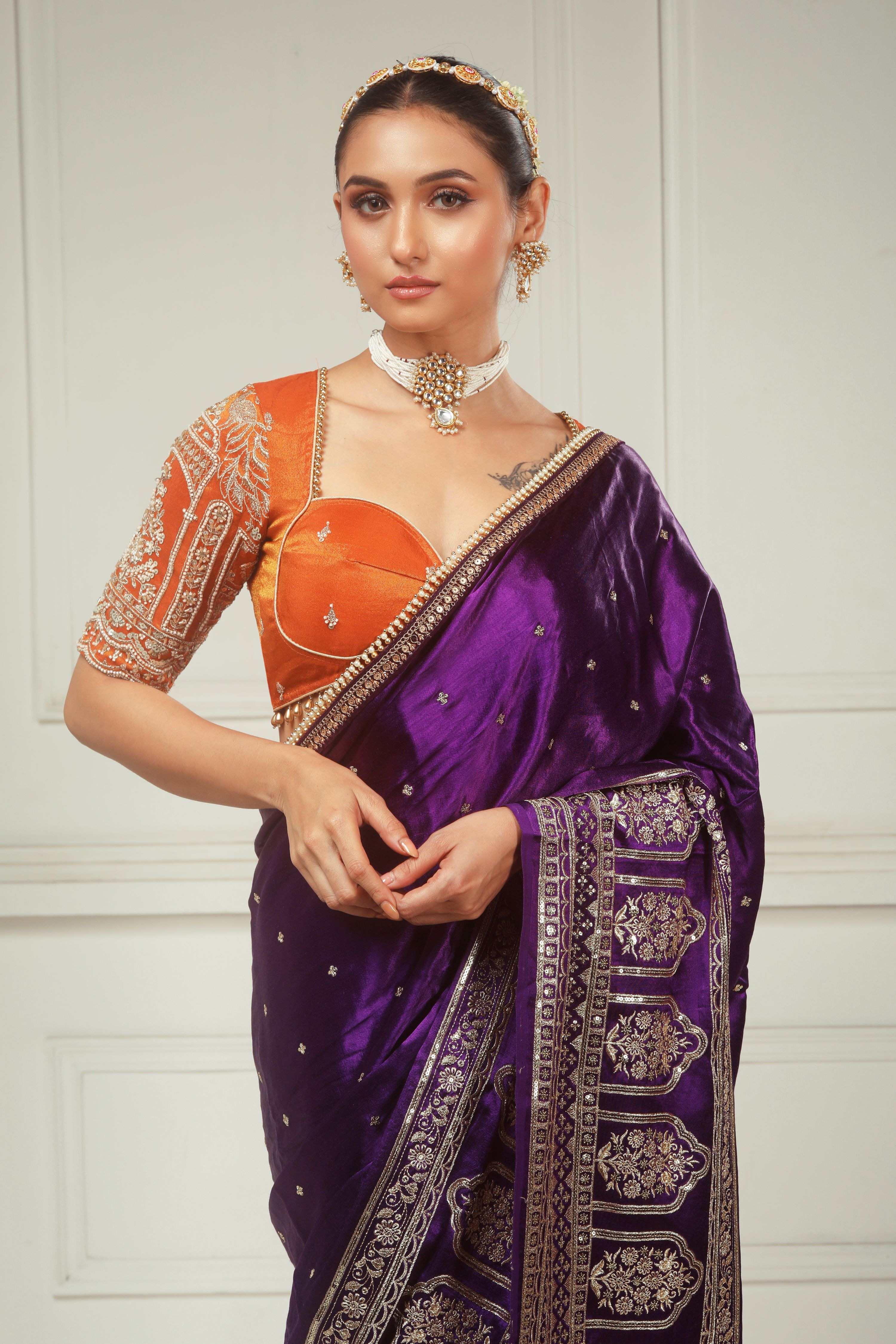 TIMELESS TEMPTATION SAREE WITH SAFFRON SYMPHONY BLOUSE