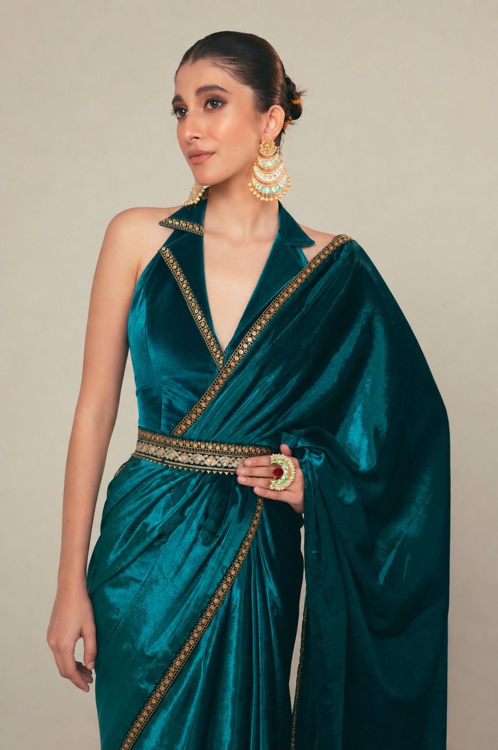 TEAL TEMPT SAREE WITH TEAL THRILL BLOUSE