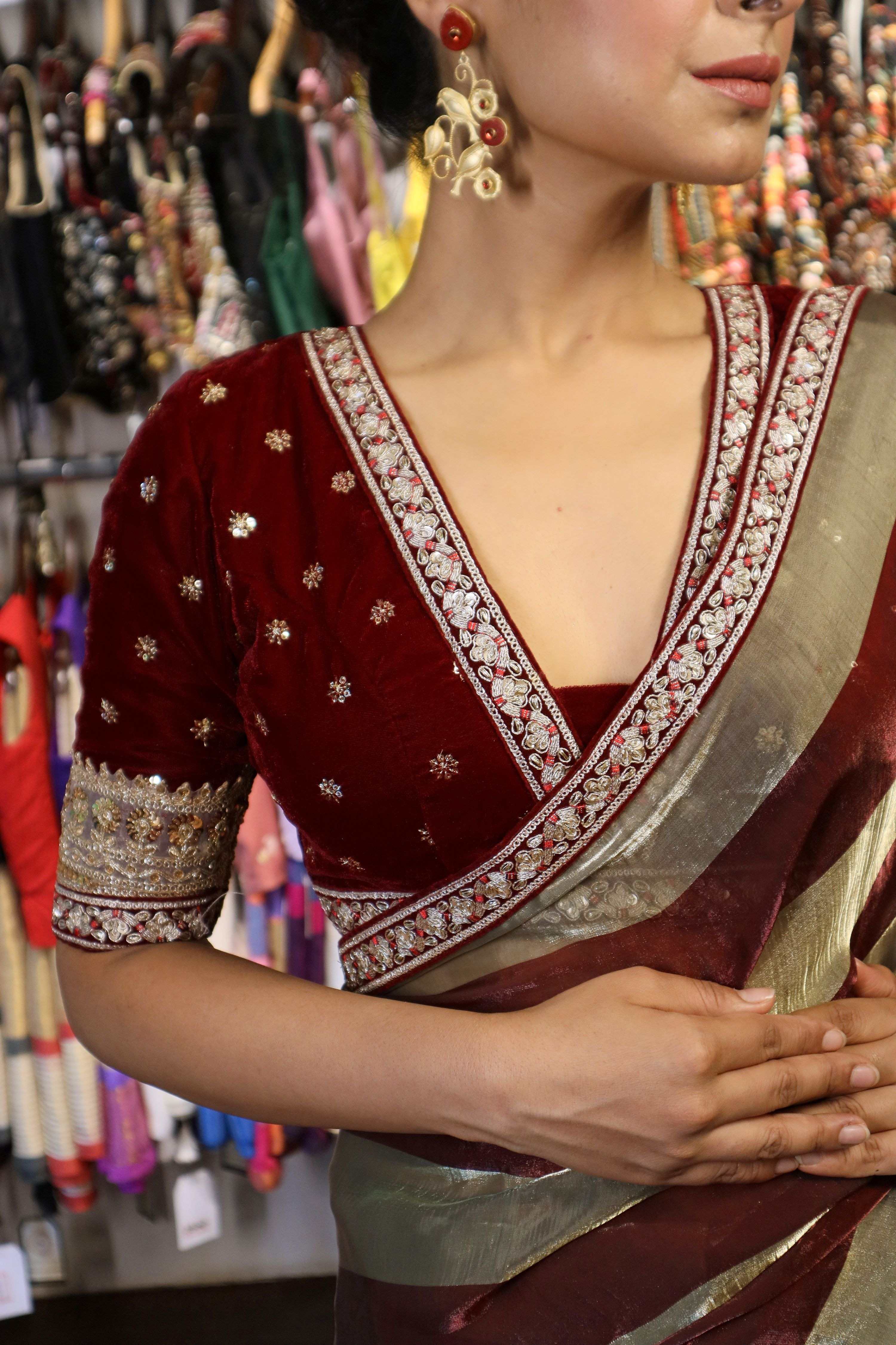CRIMSON CONTOUR SAREE WITH LEELA CLASSIC BLOUSE
