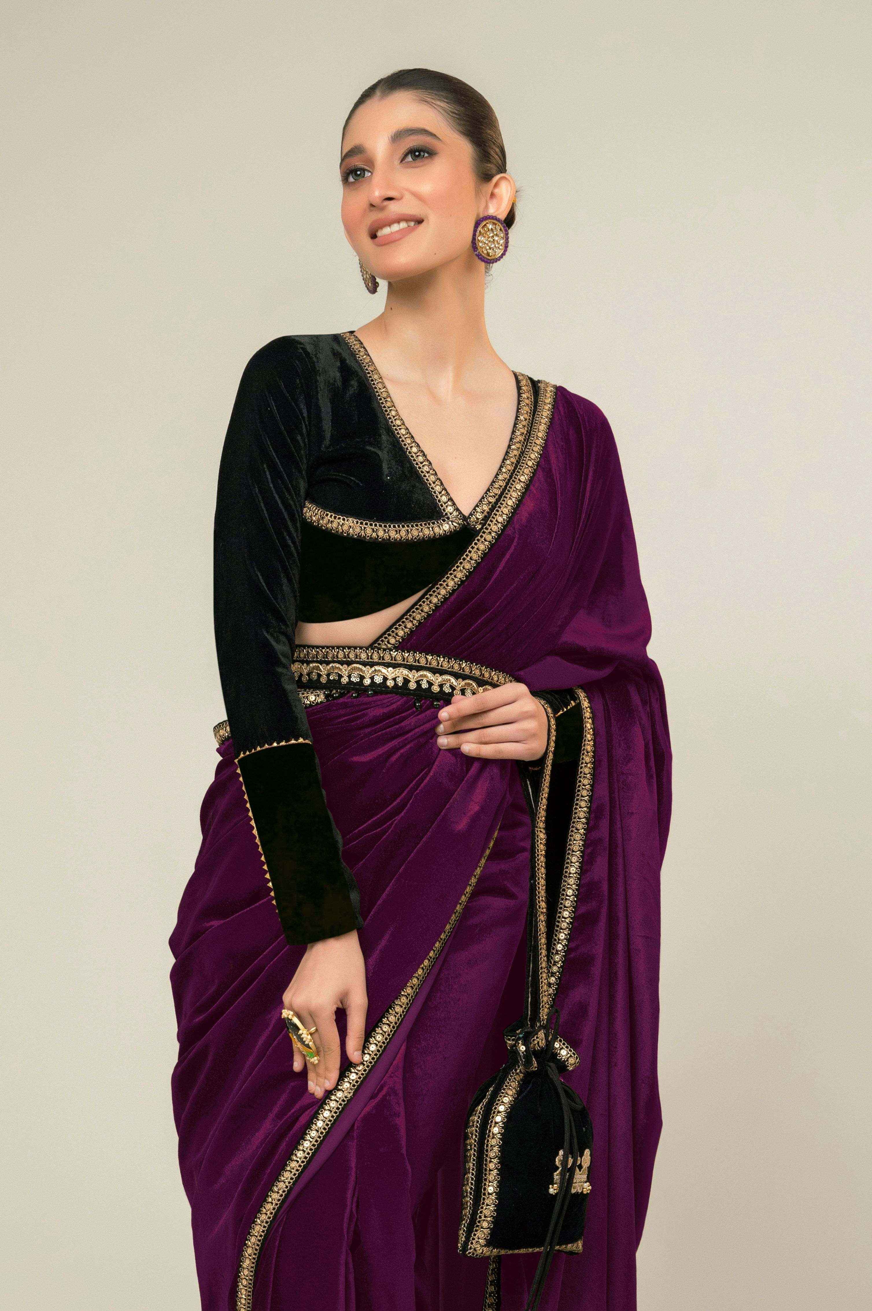 CROWN CHARM SAREE WITH MIDNIGHT CHARM BLOUSE