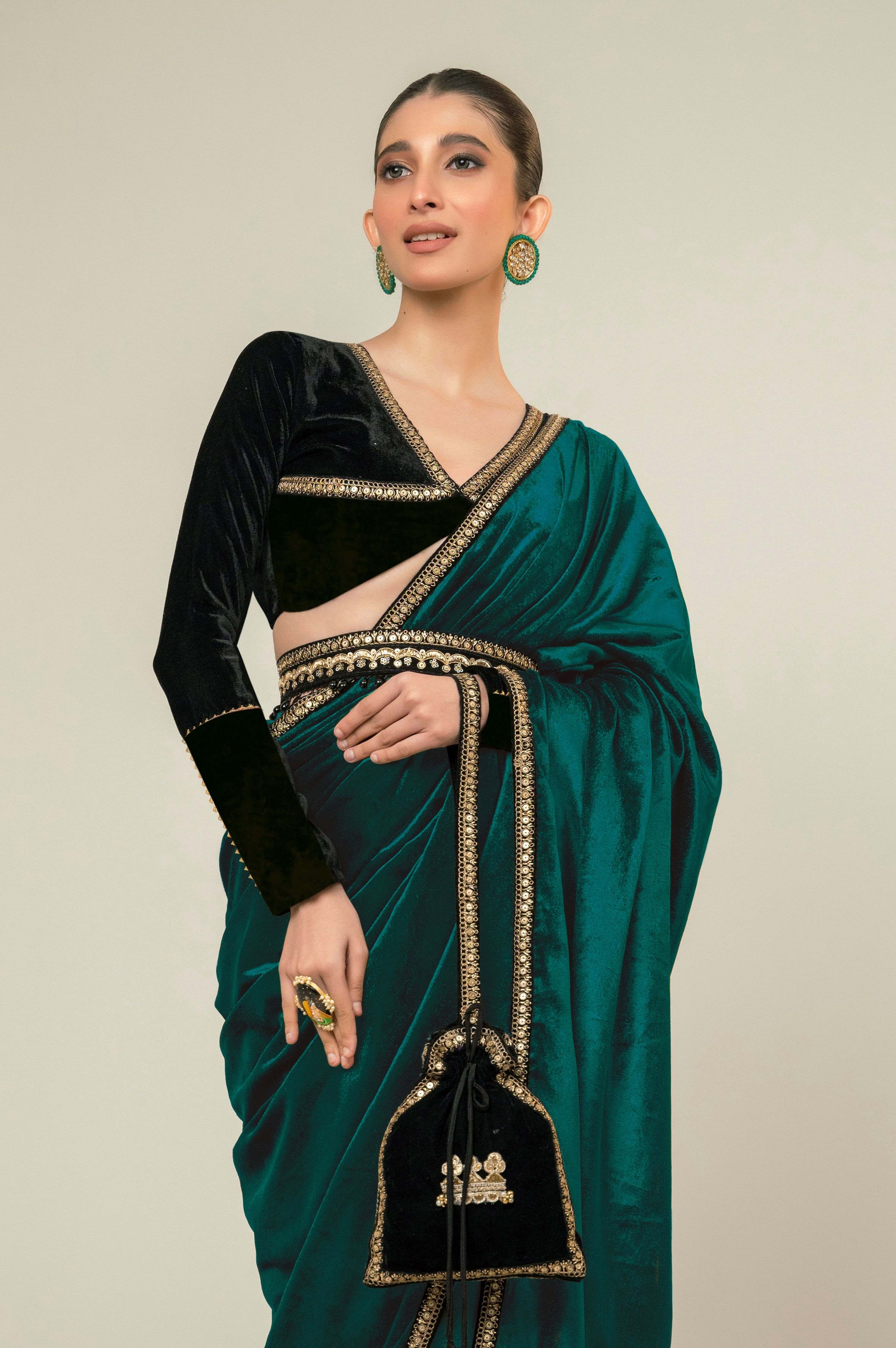 SEA SYMPHONY SAREE WITH MIDNIGHT CHARM BLOUSE