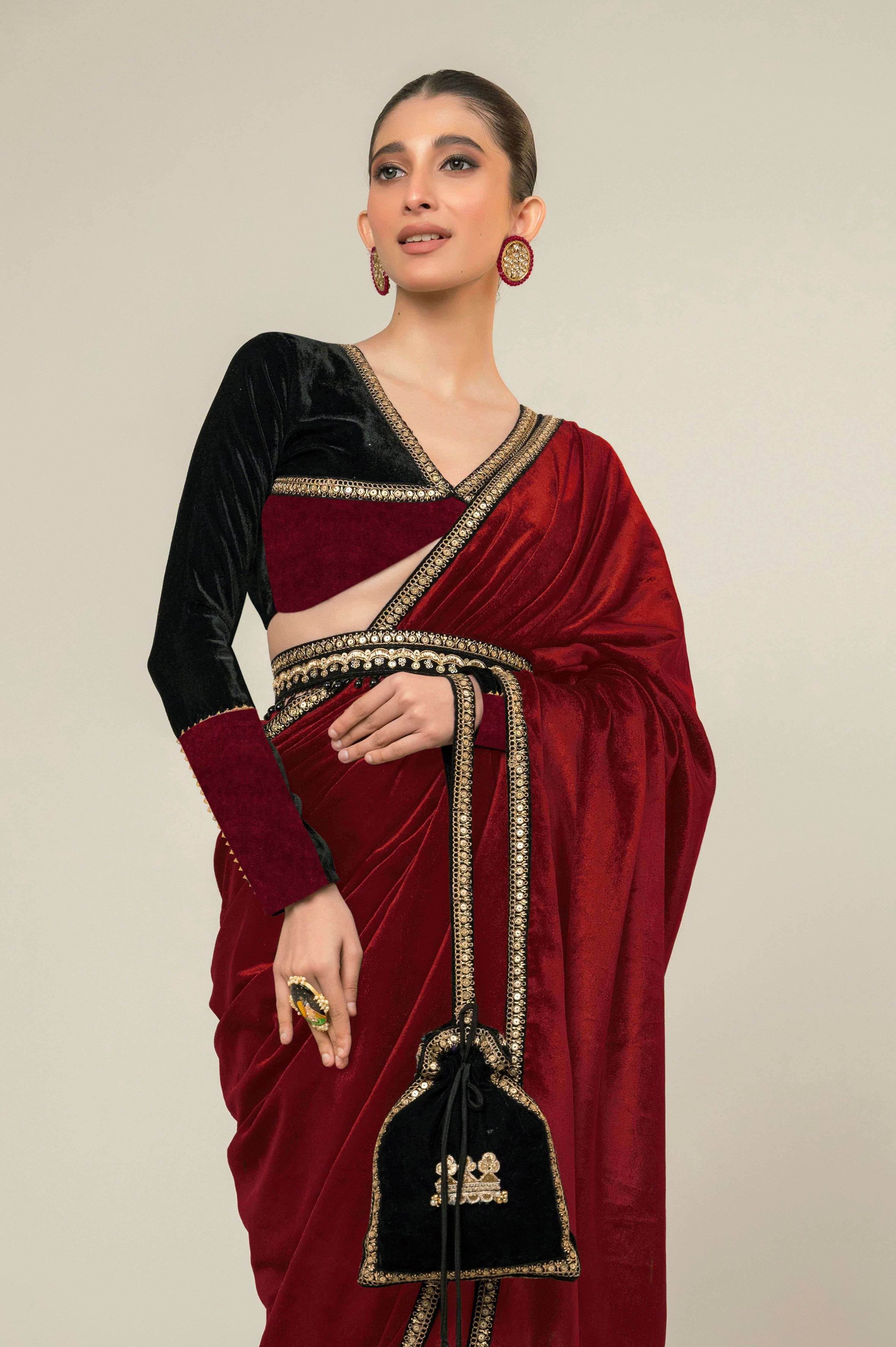 RUBY ROUGE SAREE AND BLOUSE SET