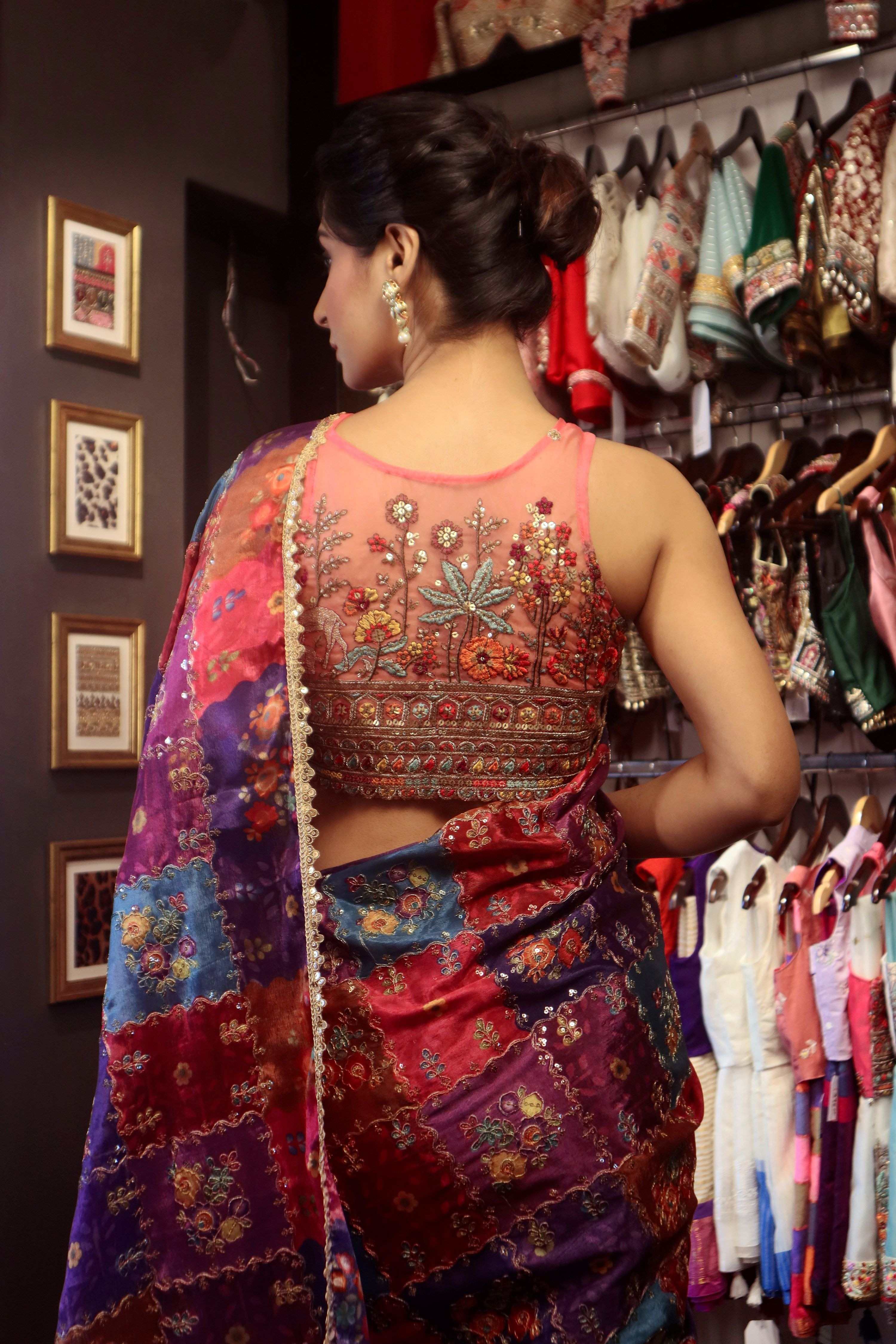 RAISIN RHAPSODY SAREE WITH BLUSH HORIZON BLOUSE