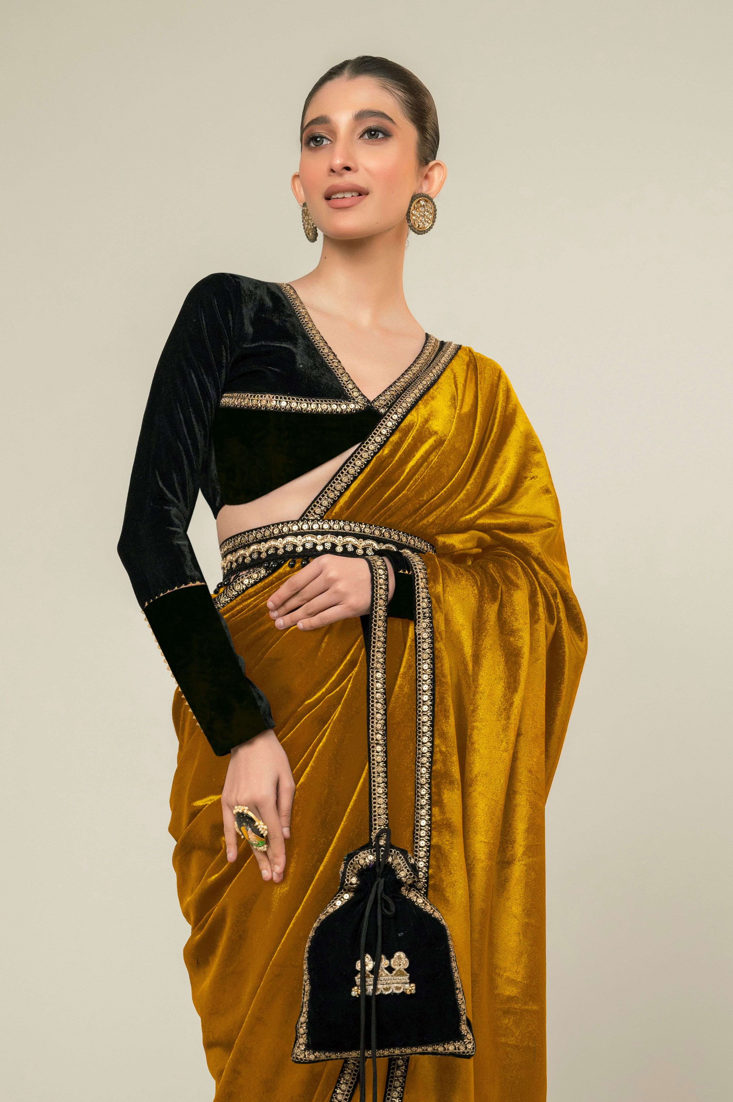 HONEY HEIRLOOM SAREE WITH MIDNIGHT CHARM BLOUSE
