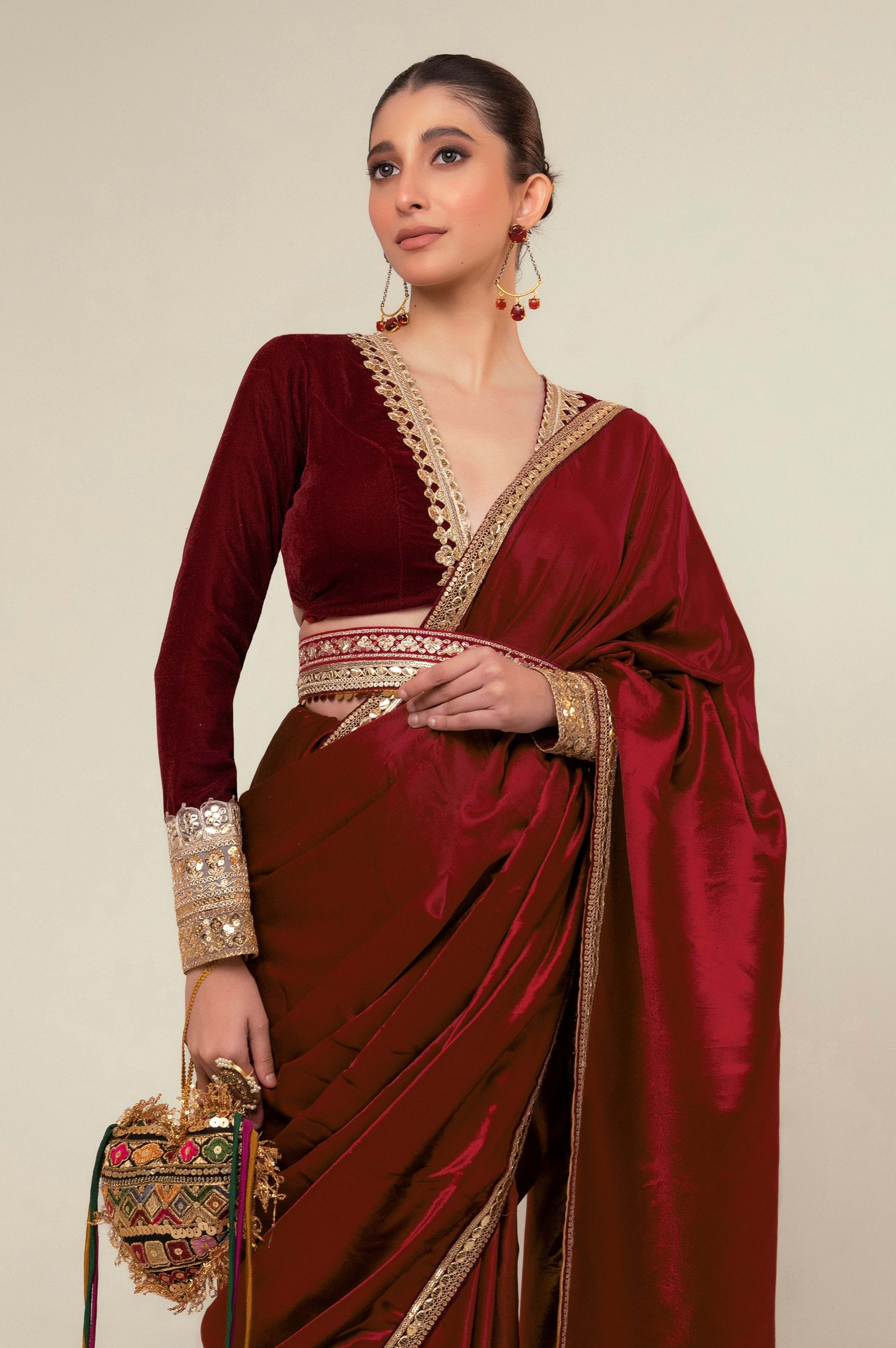 LUXE ROMANCE SAREE WITH OXBLOOD EDGE BLOUSE