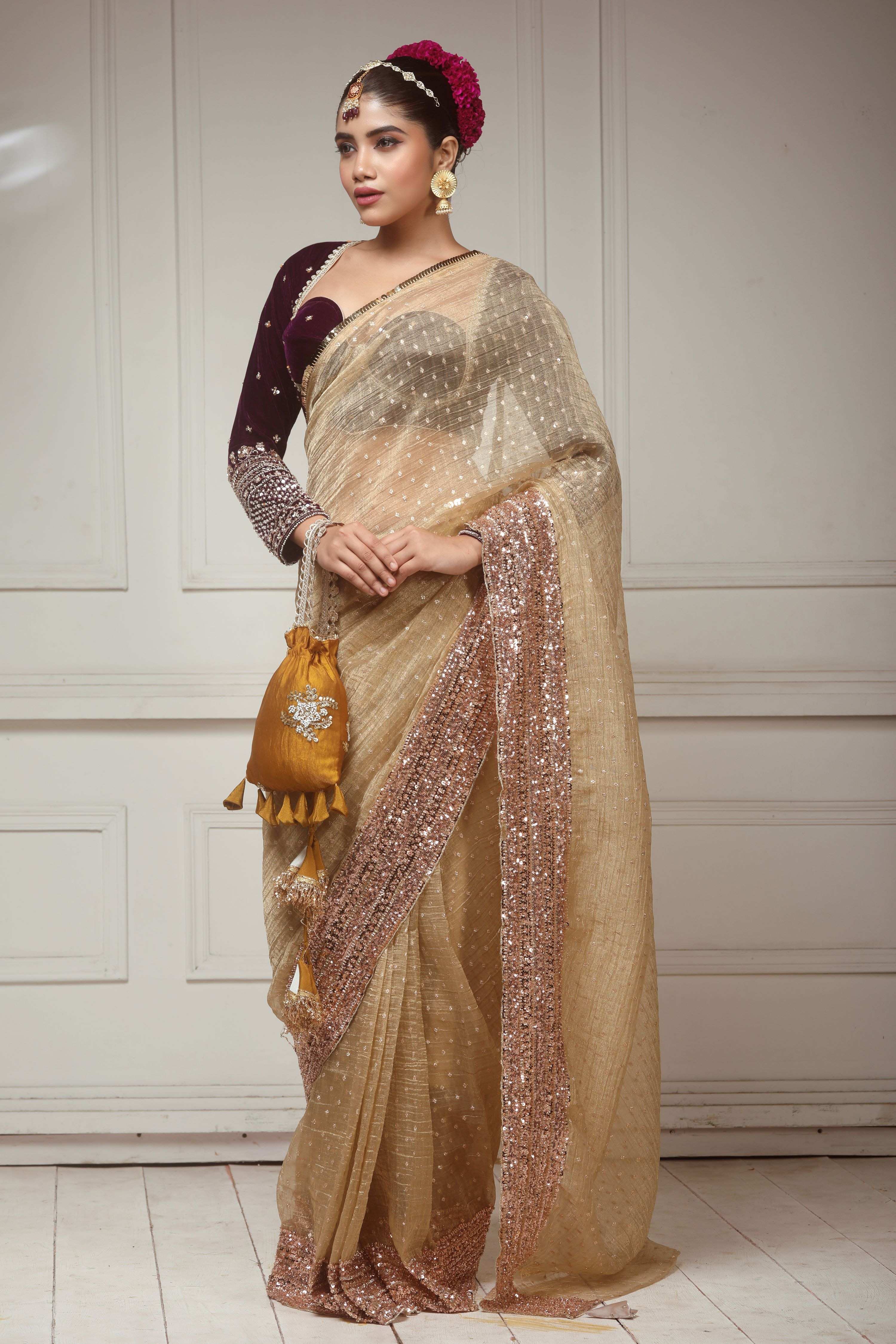 SUNKISSED DESIRE SAREE WITH GLAM GRANDEUR BLOUSE