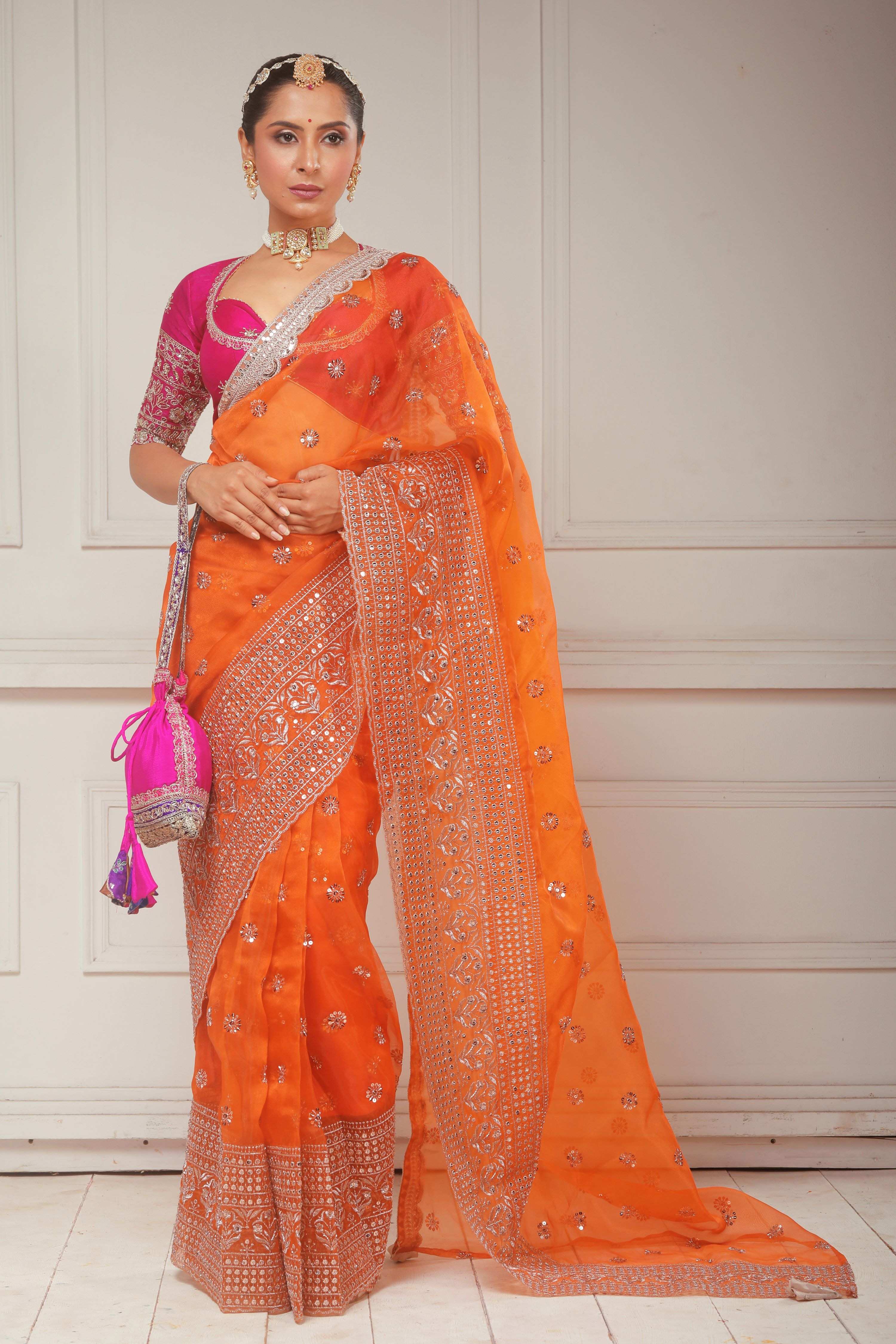 TANGERINE POETRY SAREE