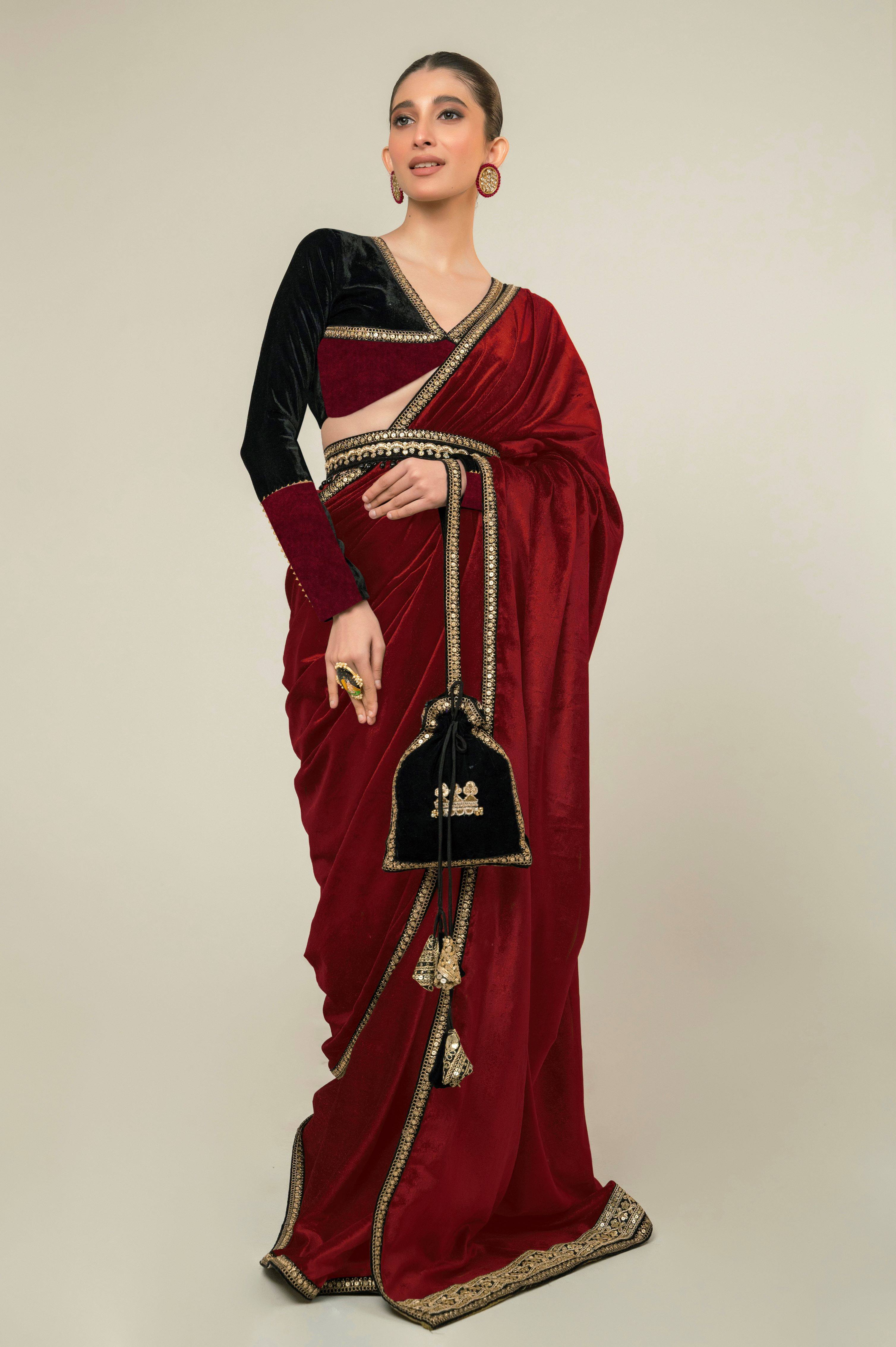 RUBY ROUGE SAREE AND BLOUSE SET