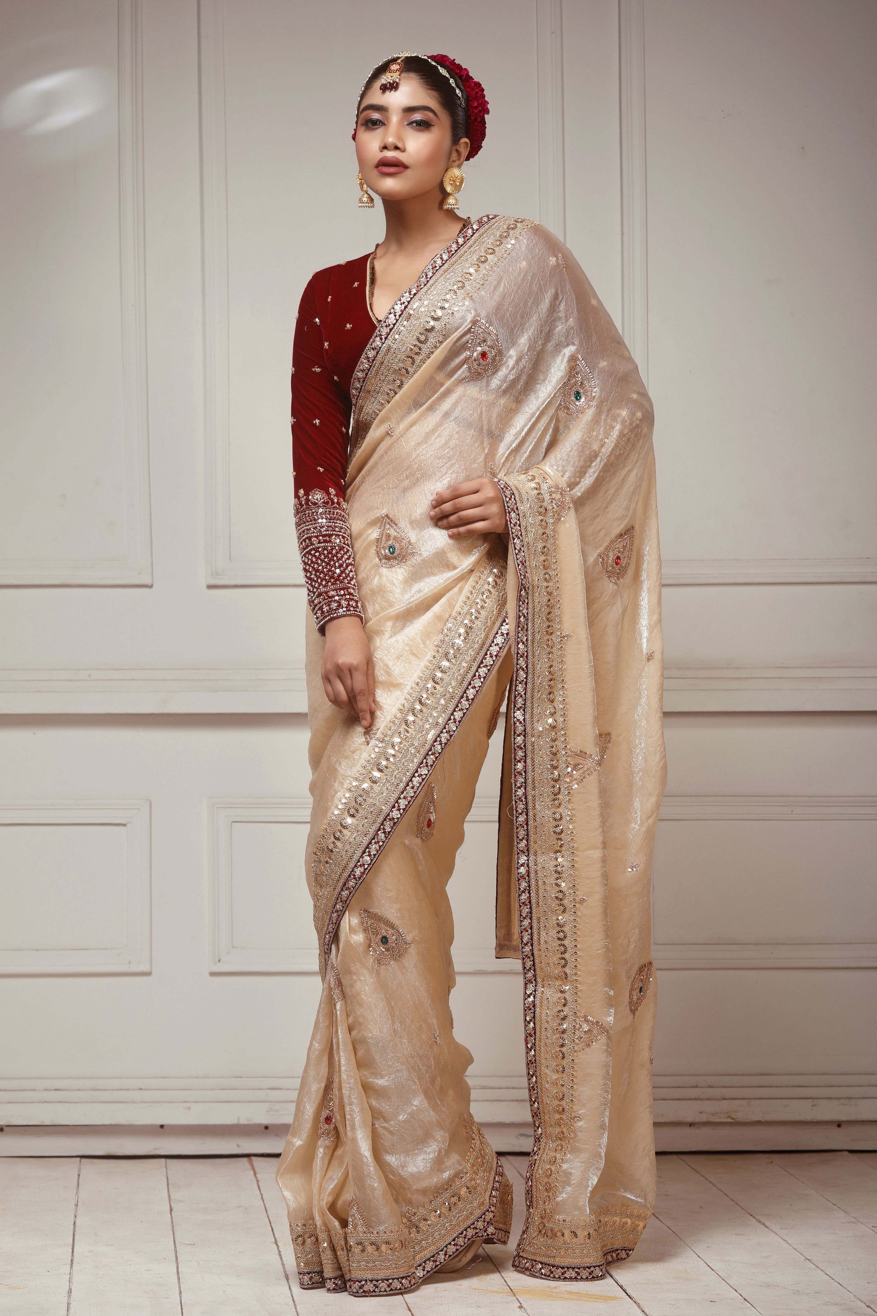 SHAHI SHRINGAR SAREE WITH GARNET GRANDEUR BLOUSE