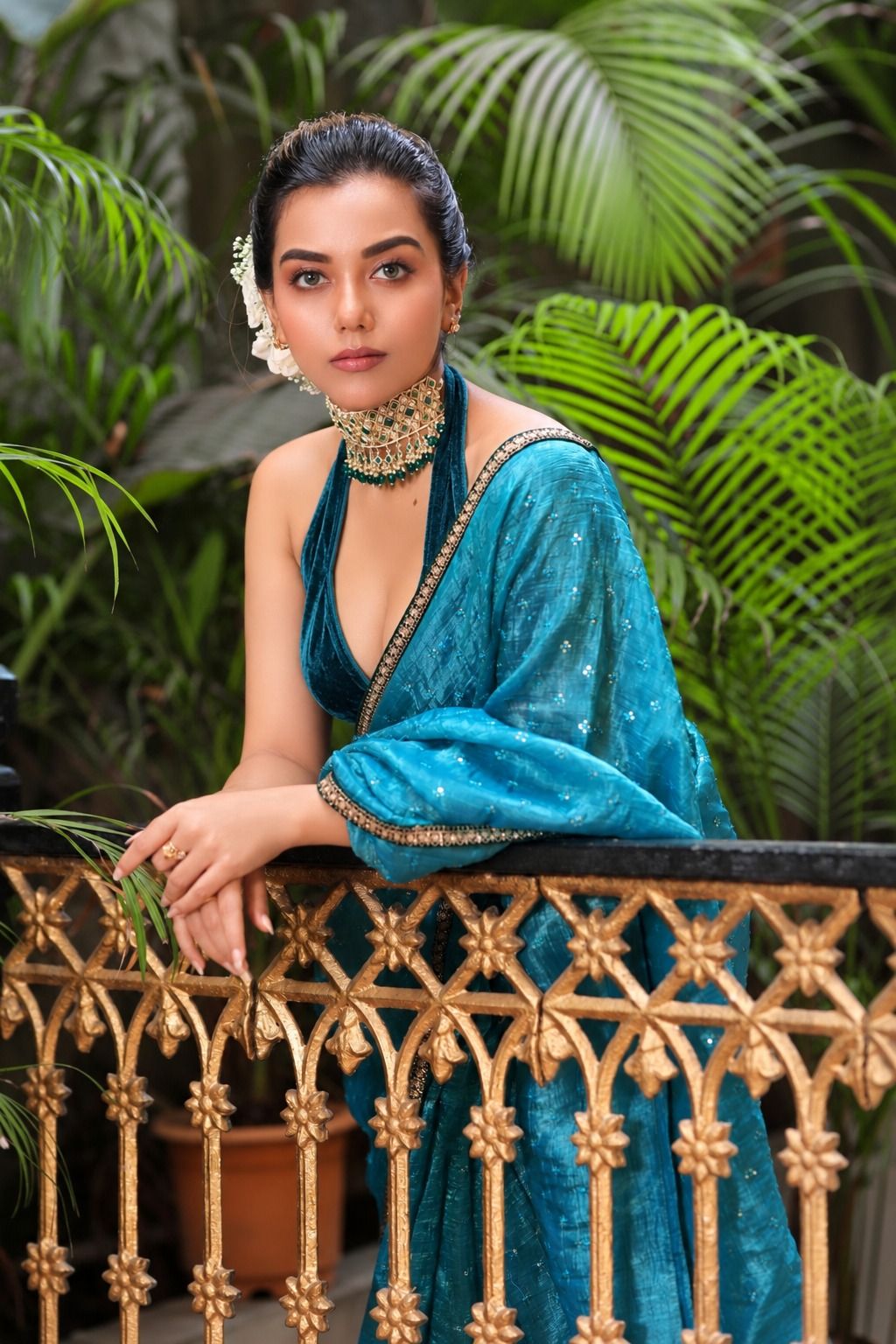 TEAL TEMPTATION SAREE WITH QUIRKEY QUEST BLOUSE